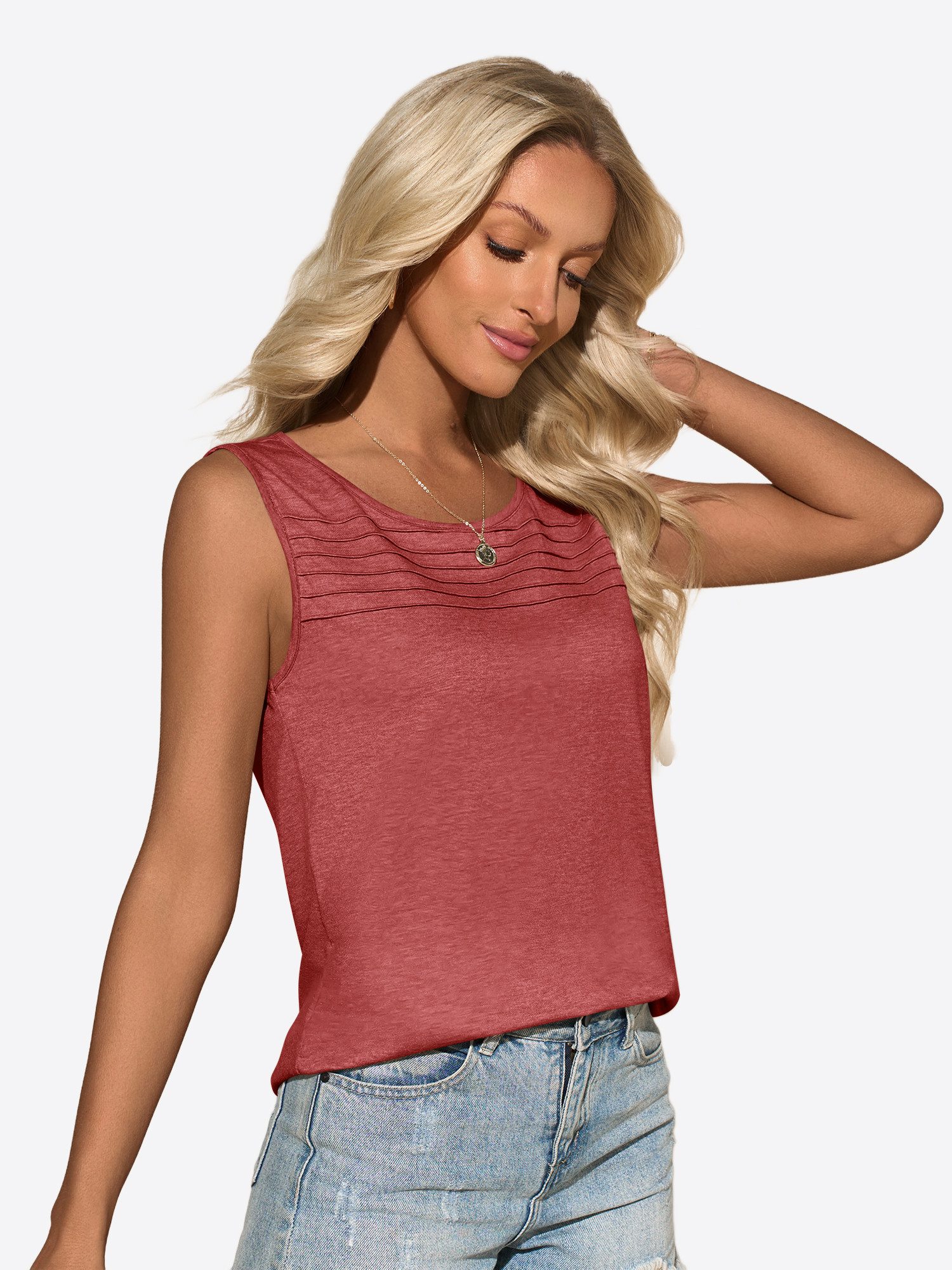 Imily Bela Shirtweste Damen Freizeit Tanktop für Strand (Packung, 1-tlg., 1per-Pack) Faltendesign