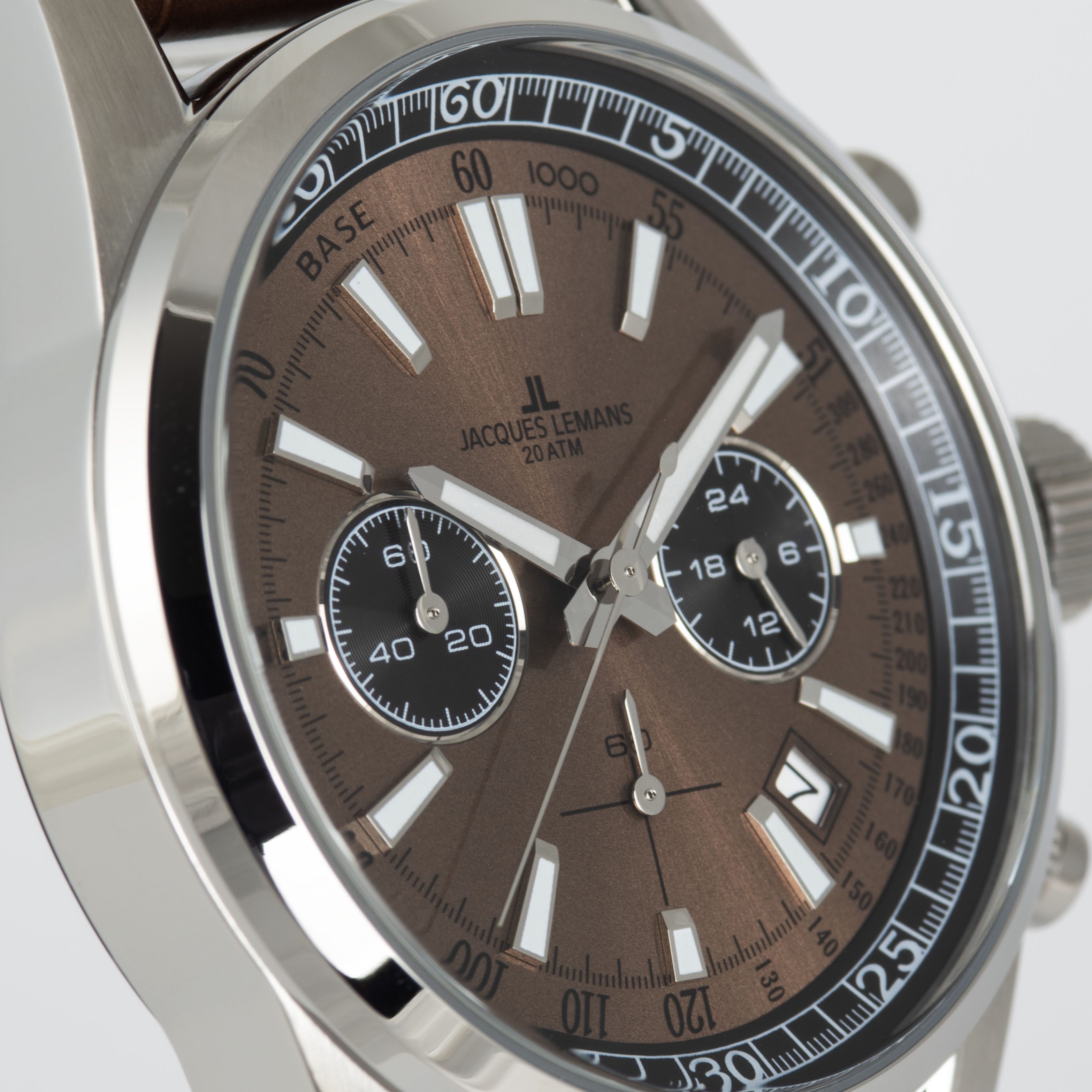 Jacques Lemans Chronograph Liverpool 1-2117ZF, Quarzuhr, Armbanduhr, Herrenuhr, Lederarmband, analog, Tag