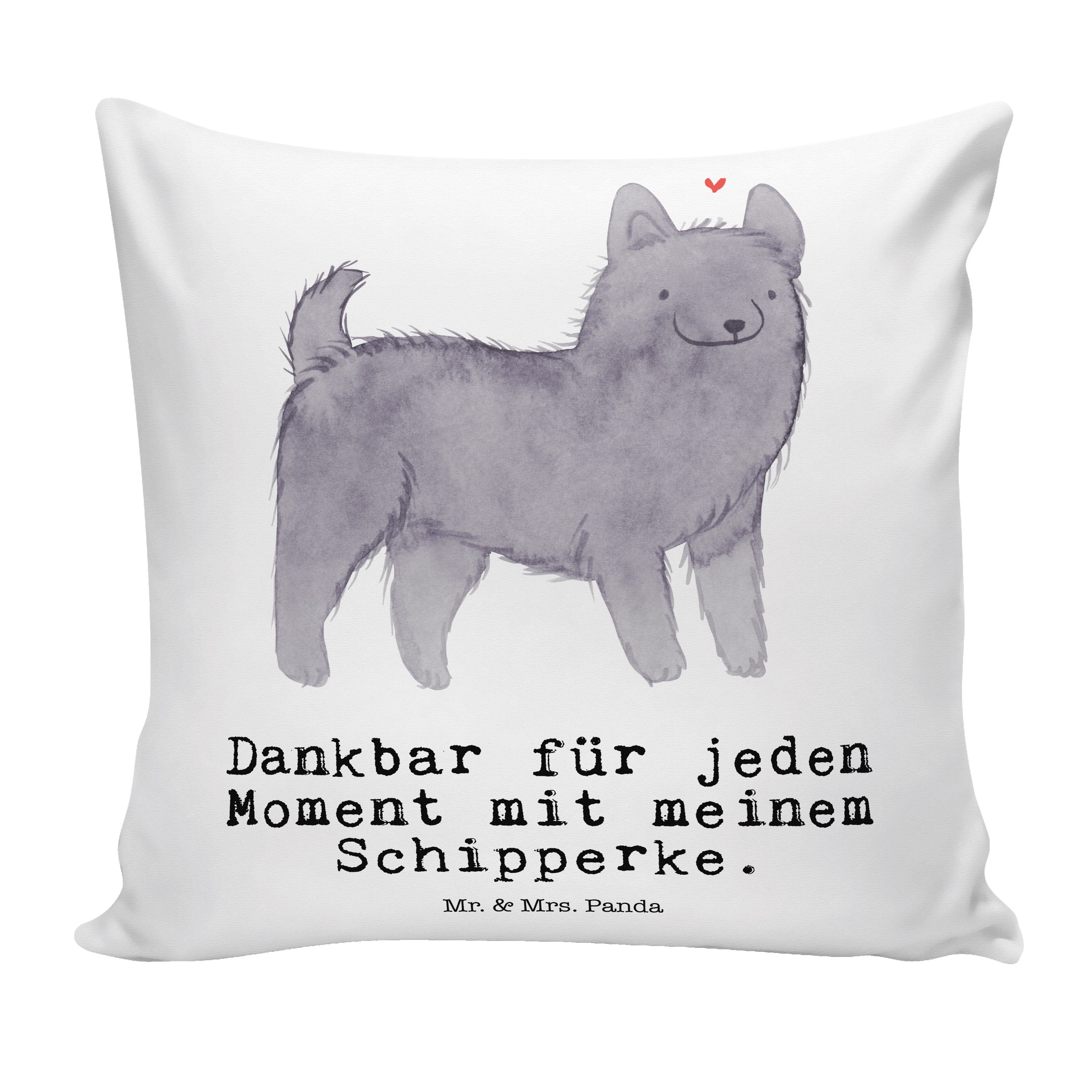 Mr. & Mrs. Panda Dekokissen Schipperke Moment - Weiß - Geschenk, belgische Hunderasse, Schenken