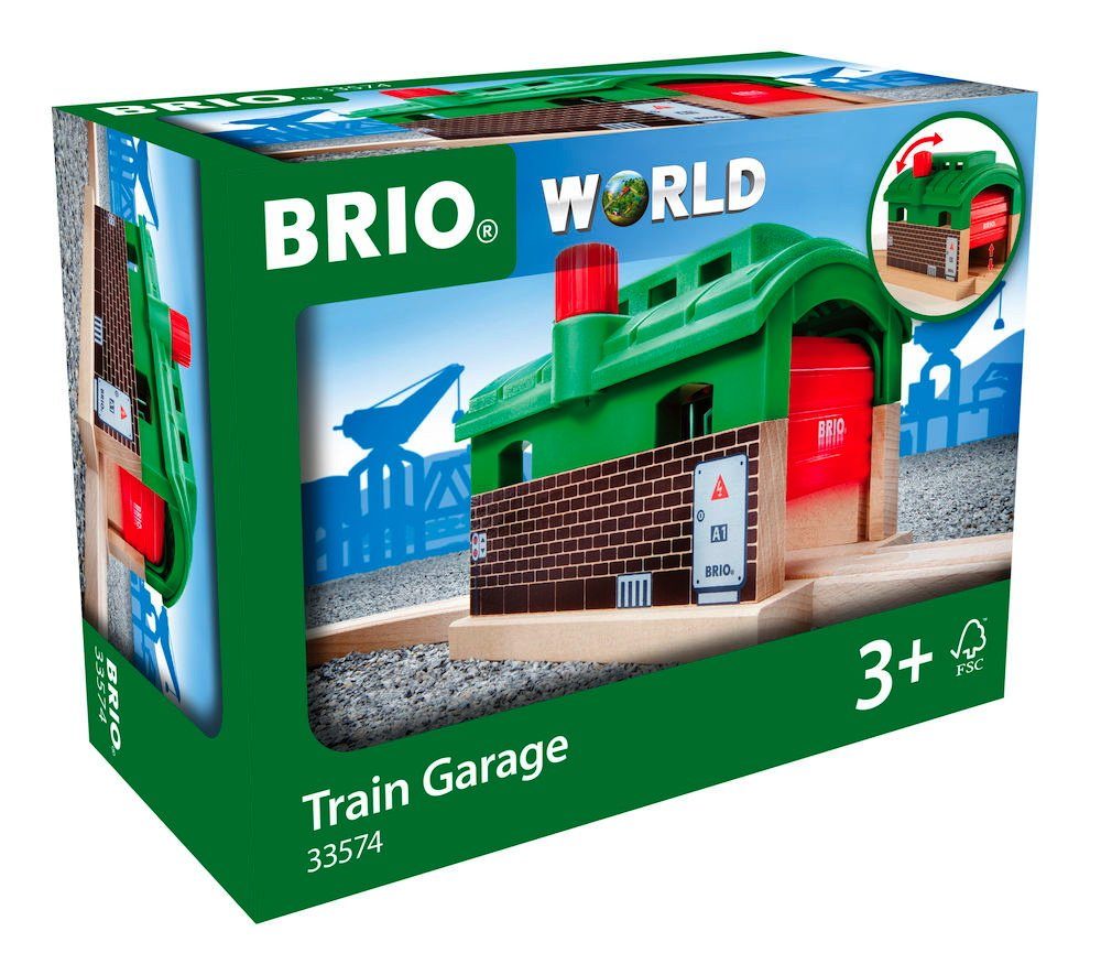 BRIO® Spielzeugeisenbahn-Gebäude Brio World Eisenbahn Gebäude Lokschuppen mit Rolltor 33574