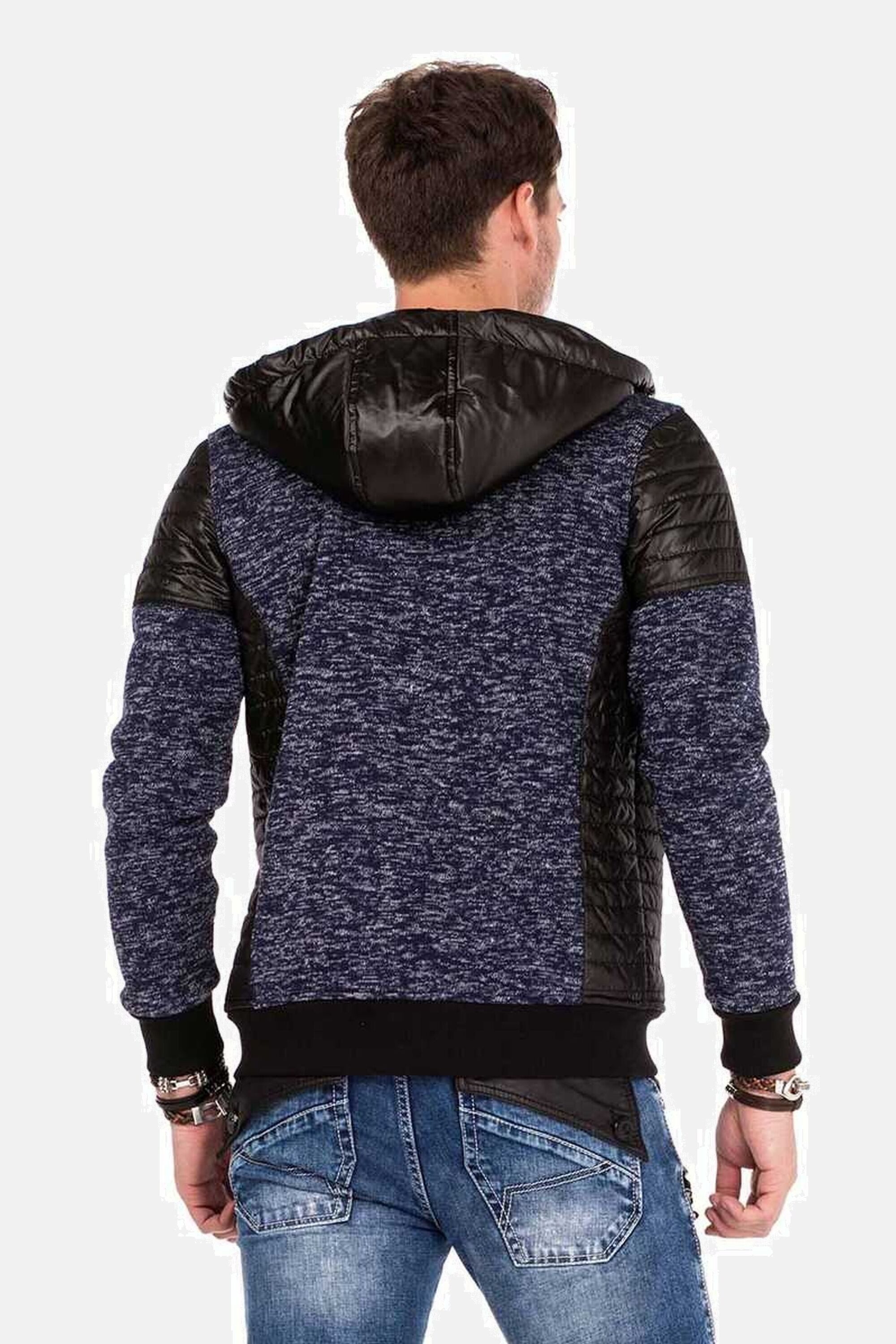 Cipo & Baxx Strickjacke Strickjacke (1-tlg) mit Leder Highlights, CL-310