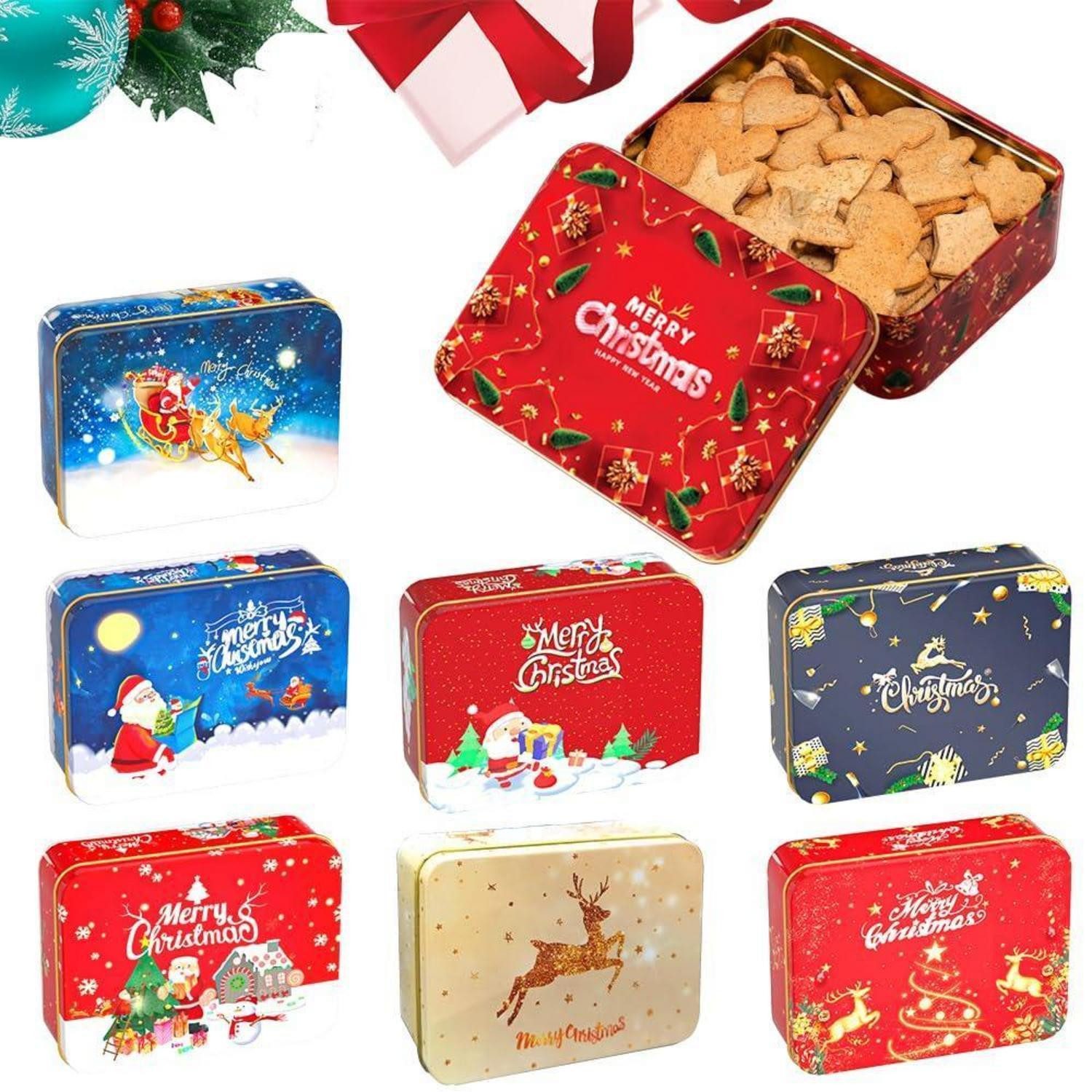 LuxusKollektion Keksdose Weihnachten Keksdose Gutscheindosen 8 Stueck Quadratisch, Metall