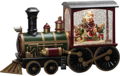 KONSTSMIDE LED Laterne Weihnachtsdeko, LED fest integriert, Warmweiß, LED Wasserlaterne, mehrfarbig, "Lokomotive mit Weihnachtsmann"