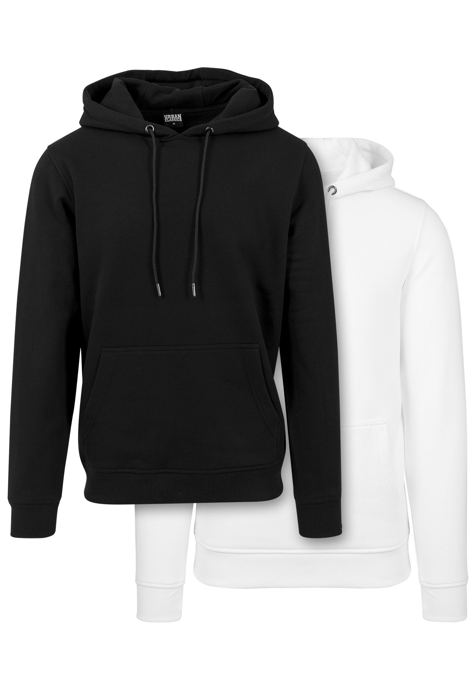 URBAN CLASSICS Sweater Herren Basic Sweat Hoody 2-Pack (1-tlg) black+white