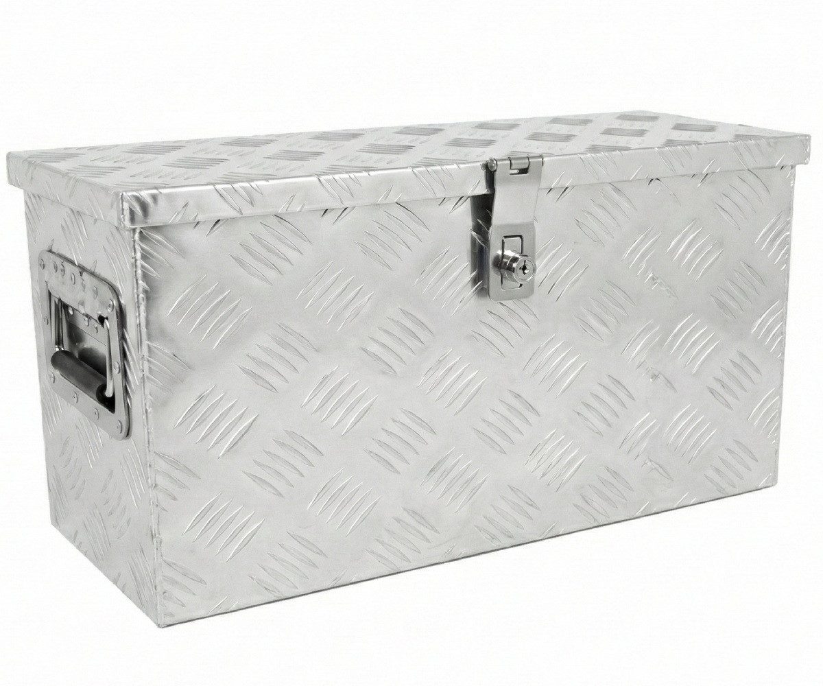 Systafex® Anhänger-Deichselbox Alu Deichselbox Staubox 60x23,5x30 cm abschließbar, Seitliche Griffe