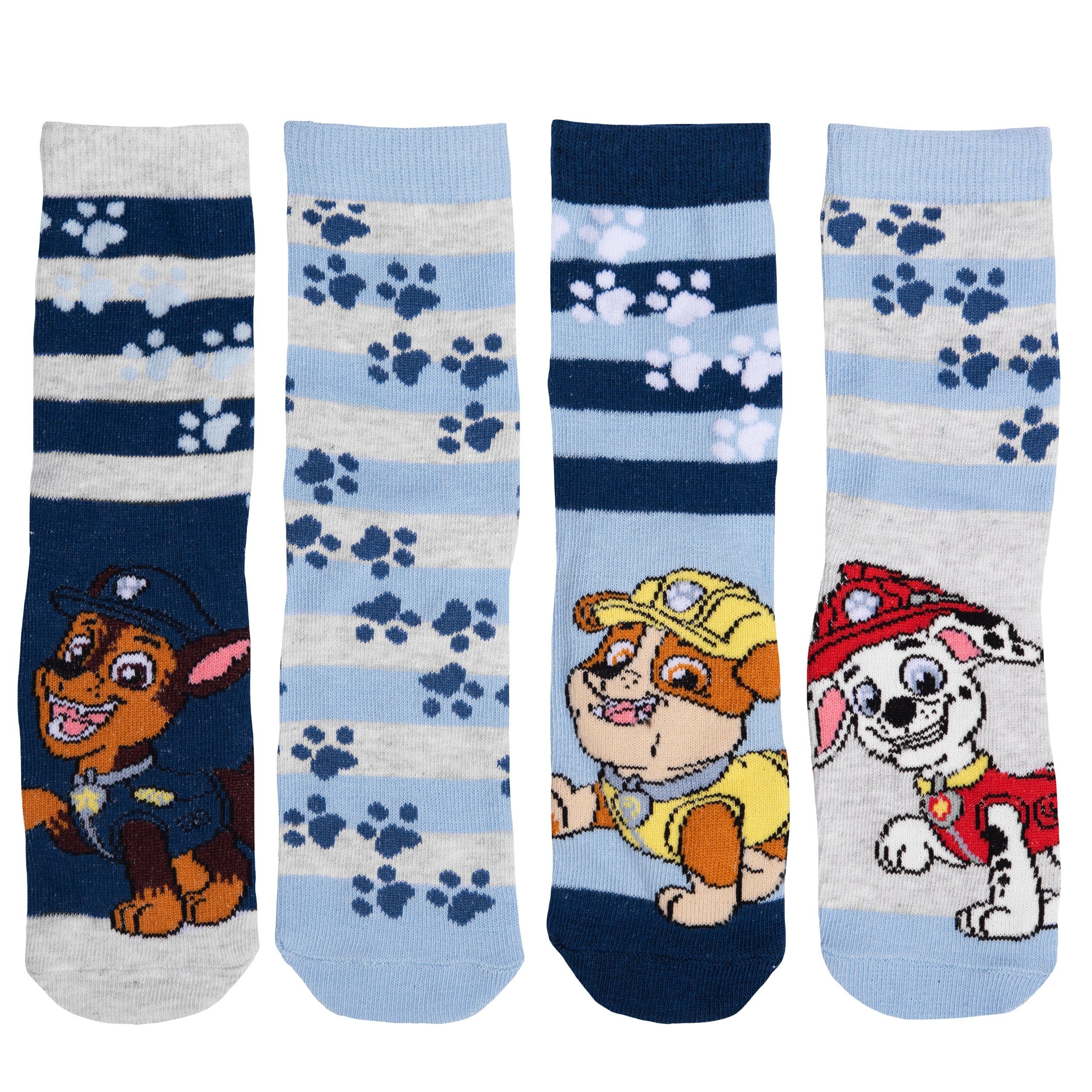 United Labels® Socken Paw Patrol Socken für Jungen Blau/Grau (4er Pack)