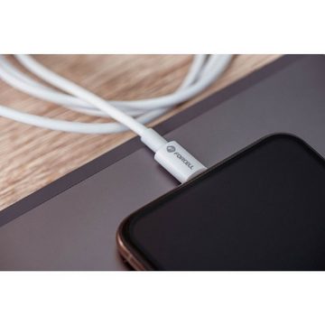 Forcell Kabel USB A zu iPhone-Anschluss 8-polig MFi 2,4A/5V 12W 1m Weiß Smartphone-Kabel