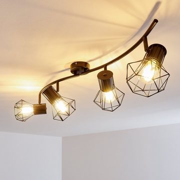 hofstein Deckenleuchte »Pomari« Deckenlampe aus Metall in Schwarz, ohne Leuchtmittel, E27, Spot in Gitter-Optik und Lichteffekt an der Decke