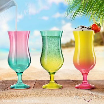 PLATINUX Cocktailglas Cocktailgläser Rainbow-Set, Glas, Bunt 400ml (max. 470ml) Longdrinkgläser Partygläser Milkshake Groß