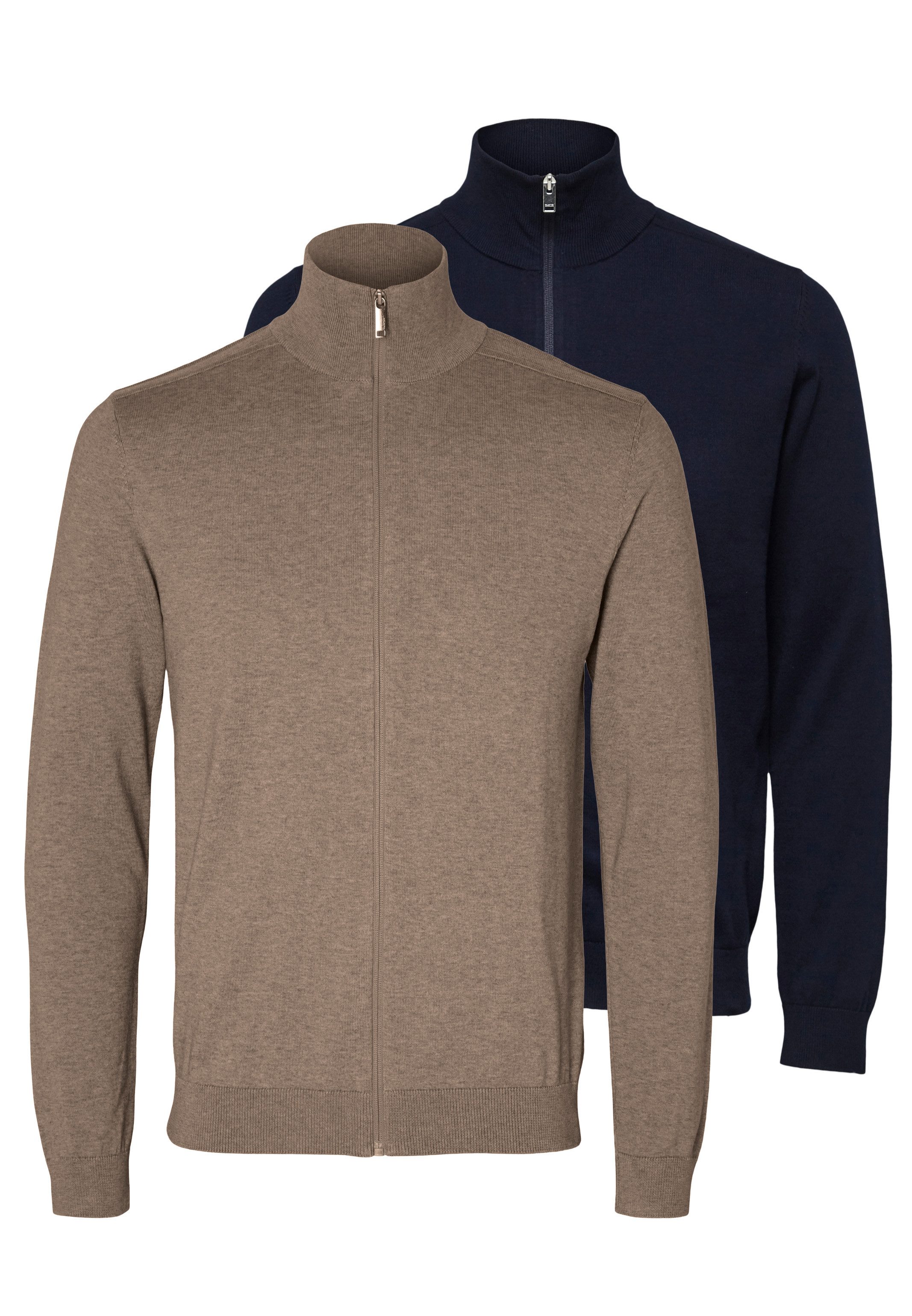 Selected Strickjacke 2er Pack Berg Strickjacke - Baumwolle - Atmungsaktiv - Angenehmer Tragekomfort