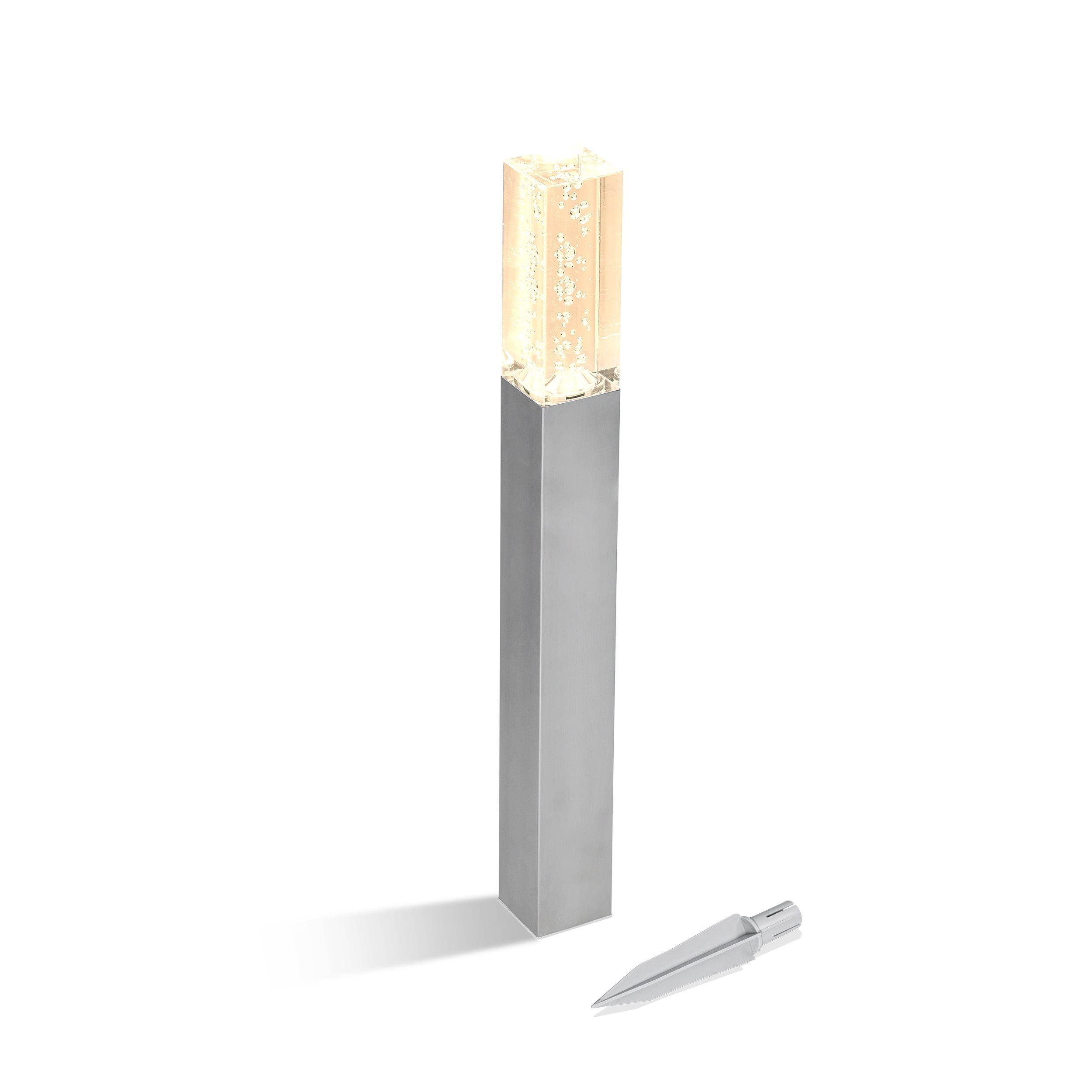 esotec LED Gartenleuchte Solar Edelstahl Standlampe BUBBLE TOWER H63cm 3000K Luftblasen 102556