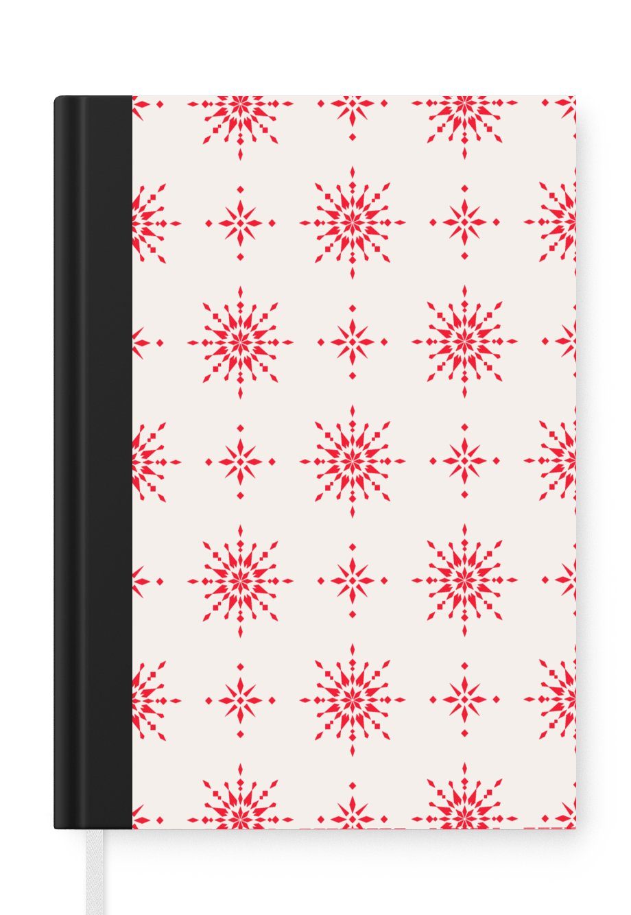 MuchoWow Notizbuch Sterne - Rot - Winter - Weihnachten - Muster, Journal, Merkzettel, Tagebuch, Notizheft, A5, 98 Seiten, Haushaltsbuch