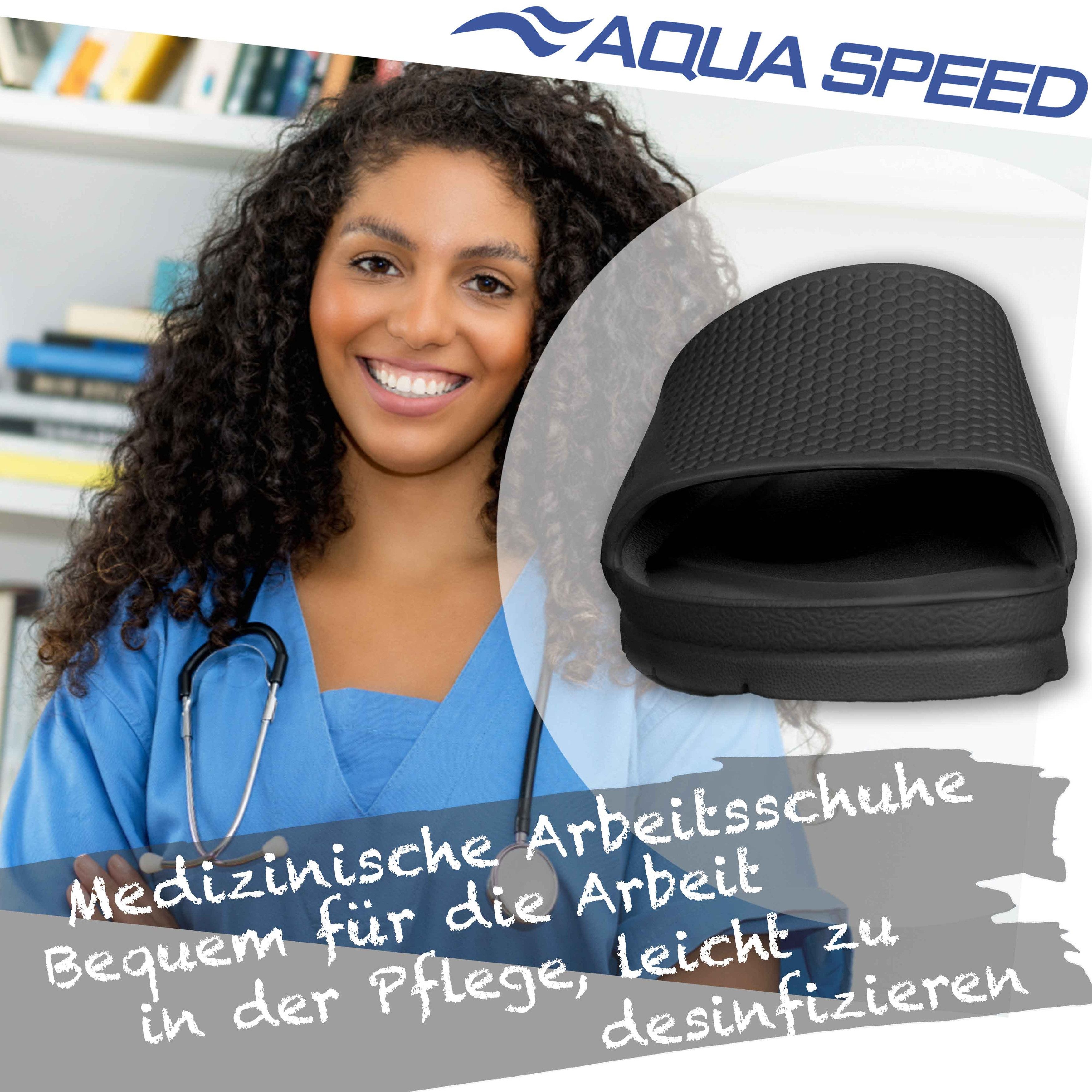 Aqua Speed Badelatschen OSLO + kl. Fasertuch Damen und Herren Duschsandalen Badepantolette