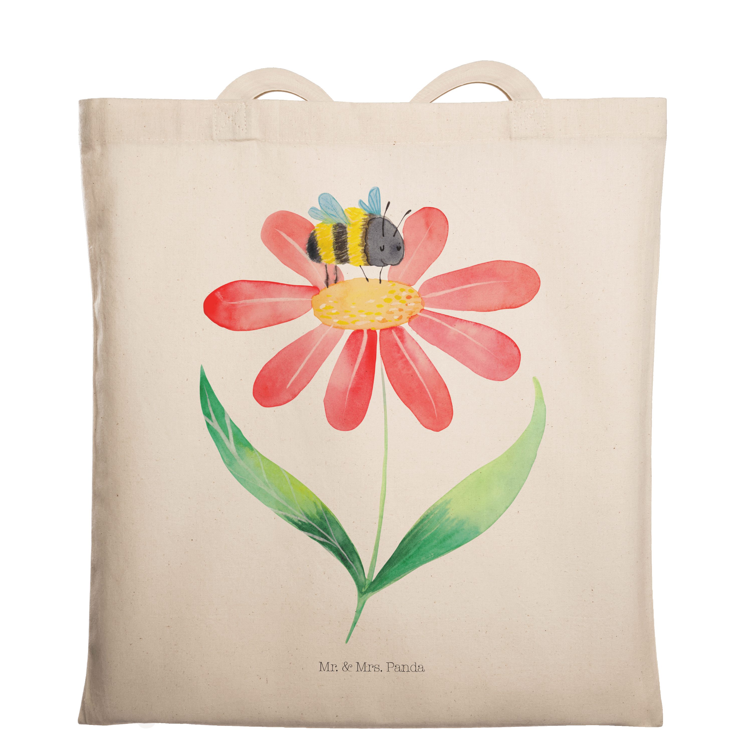 Mr. & Mrs. Panda Tragetasche Hummel Blume - Transparent - Geschenk, Jutebeutel, Beuteltasche, Tier (1-tlg) | Canvas-Taschen