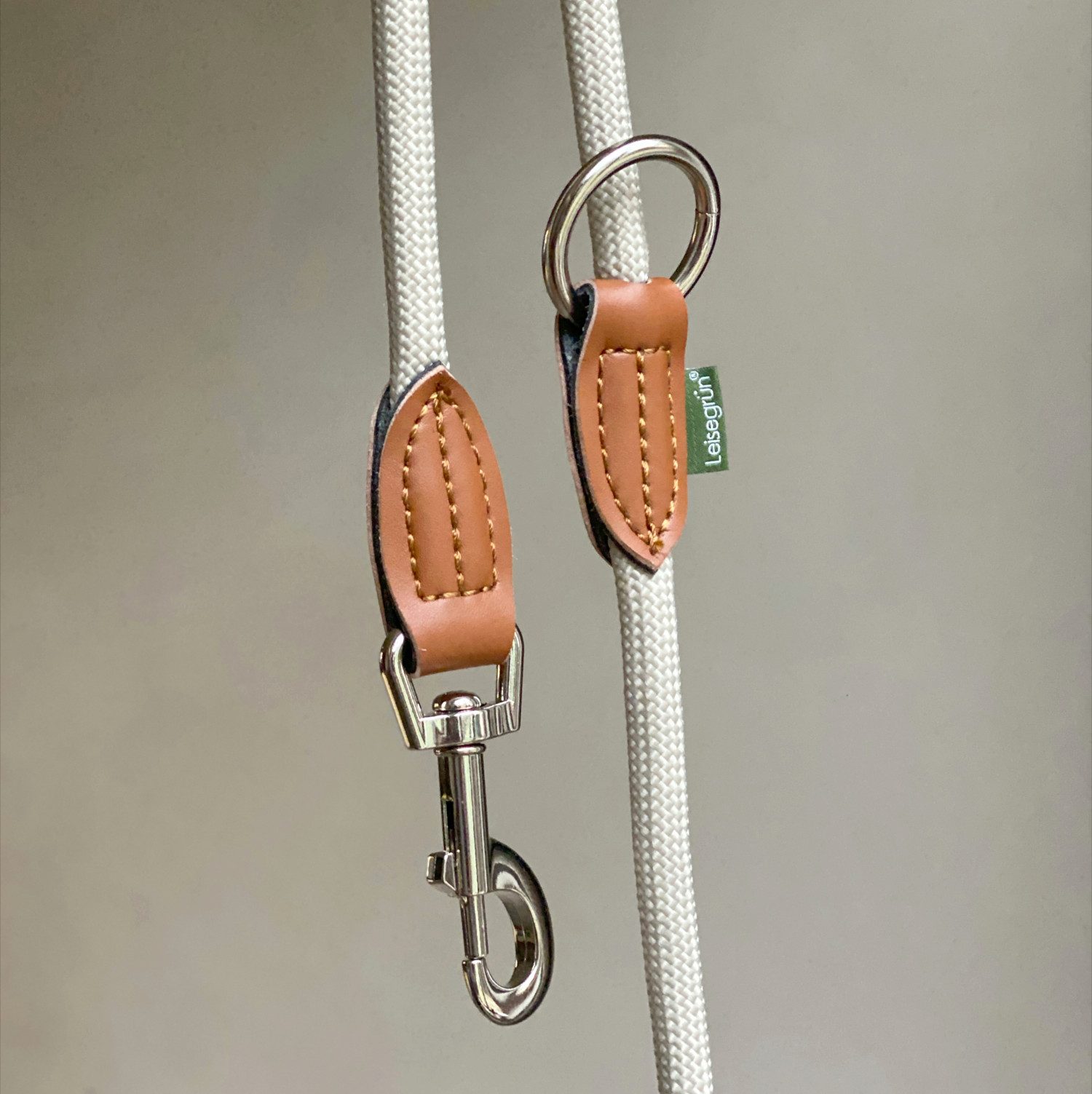 Leisegrün Hundeleine Hundeleine für große Hunde, nur 260g leicht, Hundeleine 2m - Sand, Nylon