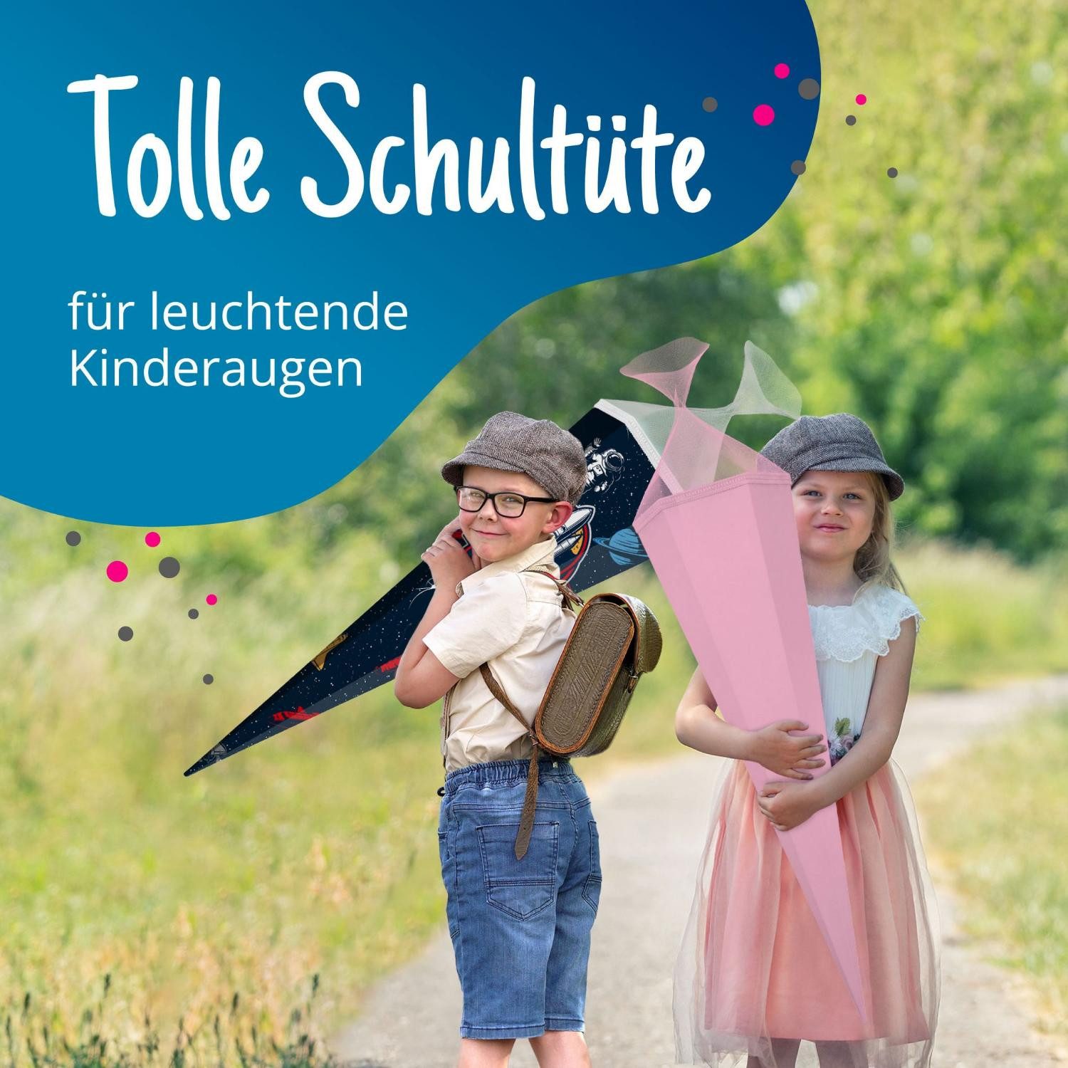 itenga Schultüte itenga Bastelschultüte mit Verschluss ROSA 6eckig 85cm – Bild 2 von 5