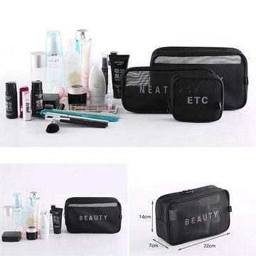 VERCO Kosmetiktasche Reise Make-Up Kulturbeutel Beautycase (3-tlg), Kosmetik Beutel Tasche Schminktasche Set