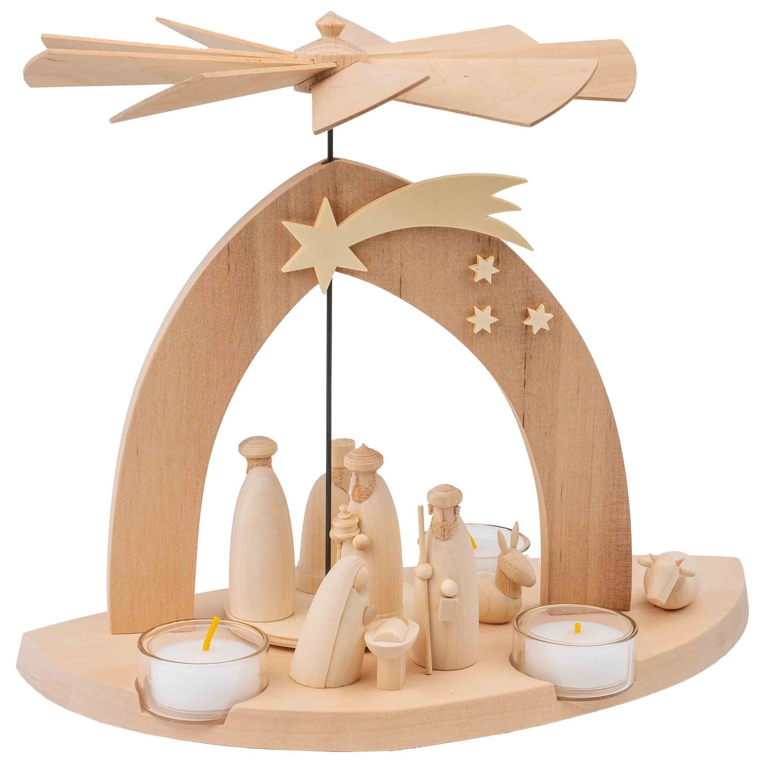 Emil A. Schalling KG Weihnachtspyramide Moderne Natur Pyramide Christi Geburt mit den drei Weisen