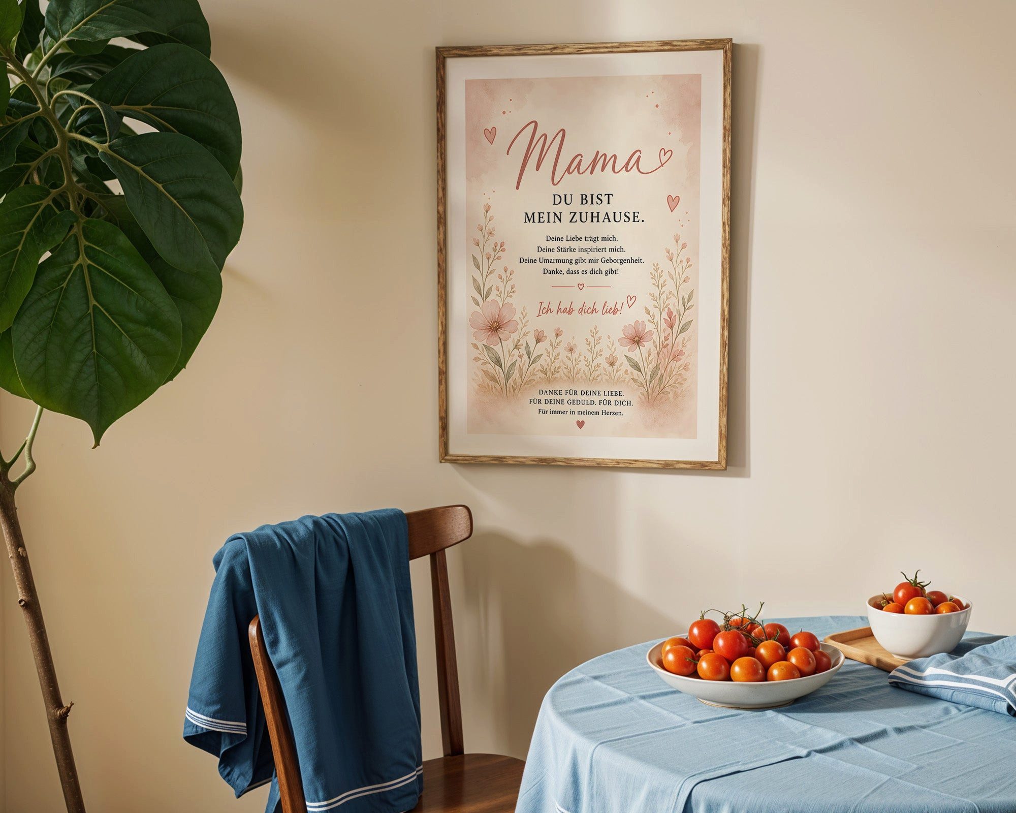 JUSTGOODMOOD Poster Muttertag Mama Blumen Geschenk für Mama Liebe Spruch Boho Wanddeko Flo, (1 St)