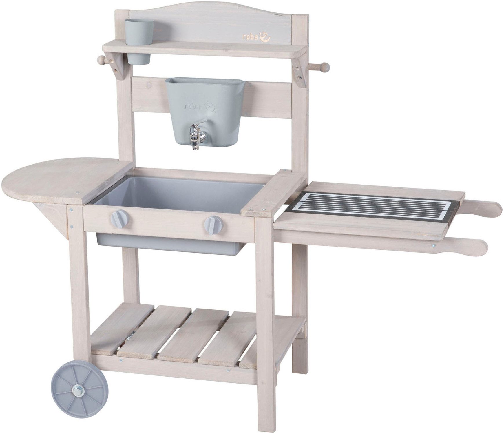 roba® Outdoor-Spielküche Mobile Matschküche BBQ, aus Holz Holz