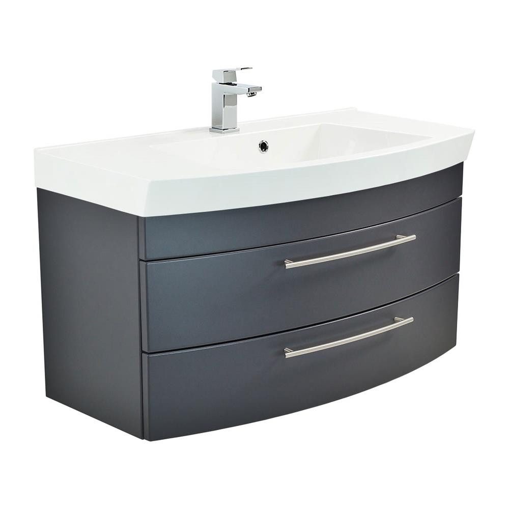 Lomadox Waschtisch LUINO-02, Badezimmer Waschtisch100cm anthrazit günstig online kaufen