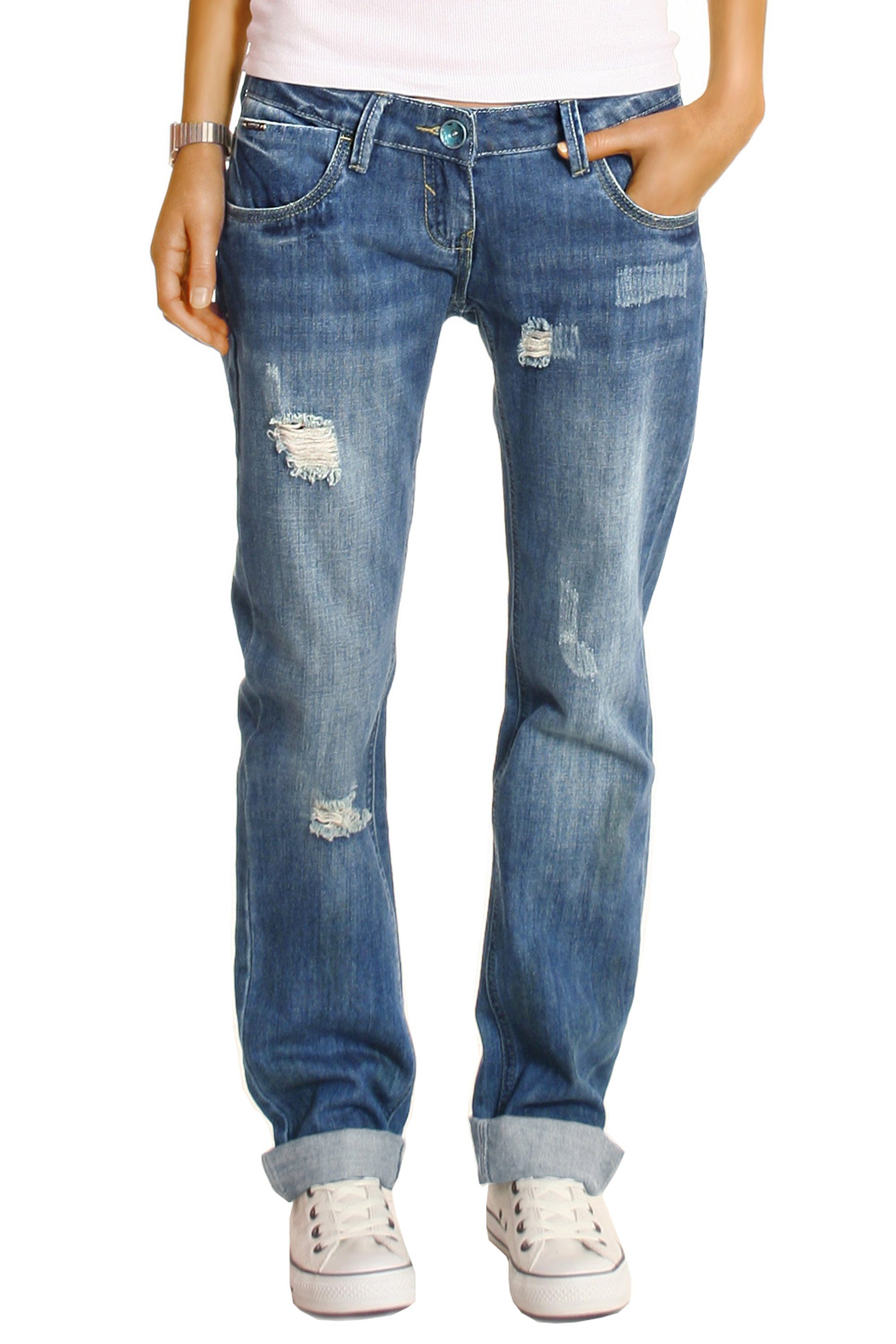 be styled Boyfriend-Jeans lockere Damen Hüftjeans Hosen destroyed relaxed Fit - j1z 5-pocket
