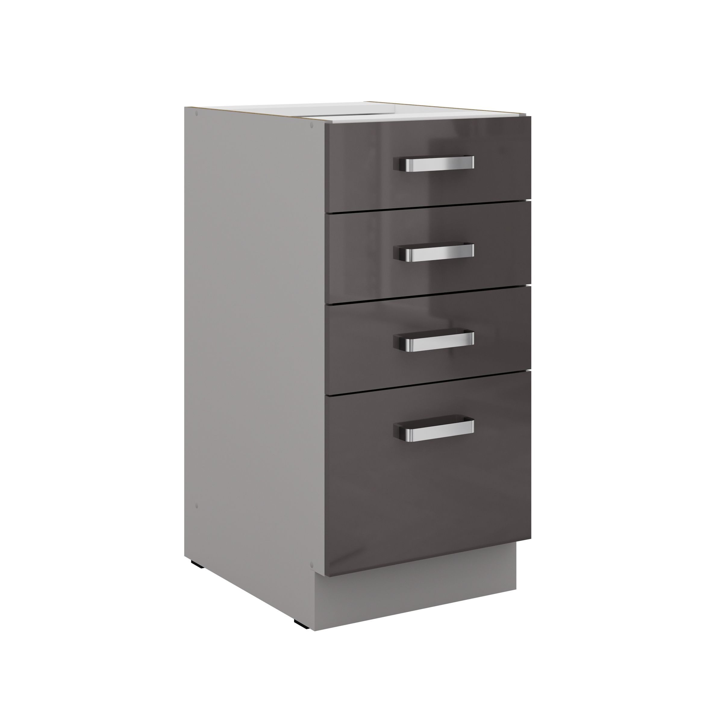 Küchen-Preisbombe Unterschrank 40 cm Küche Bianca Grey Grau Hochglanz Küchenzeile Küchenblock