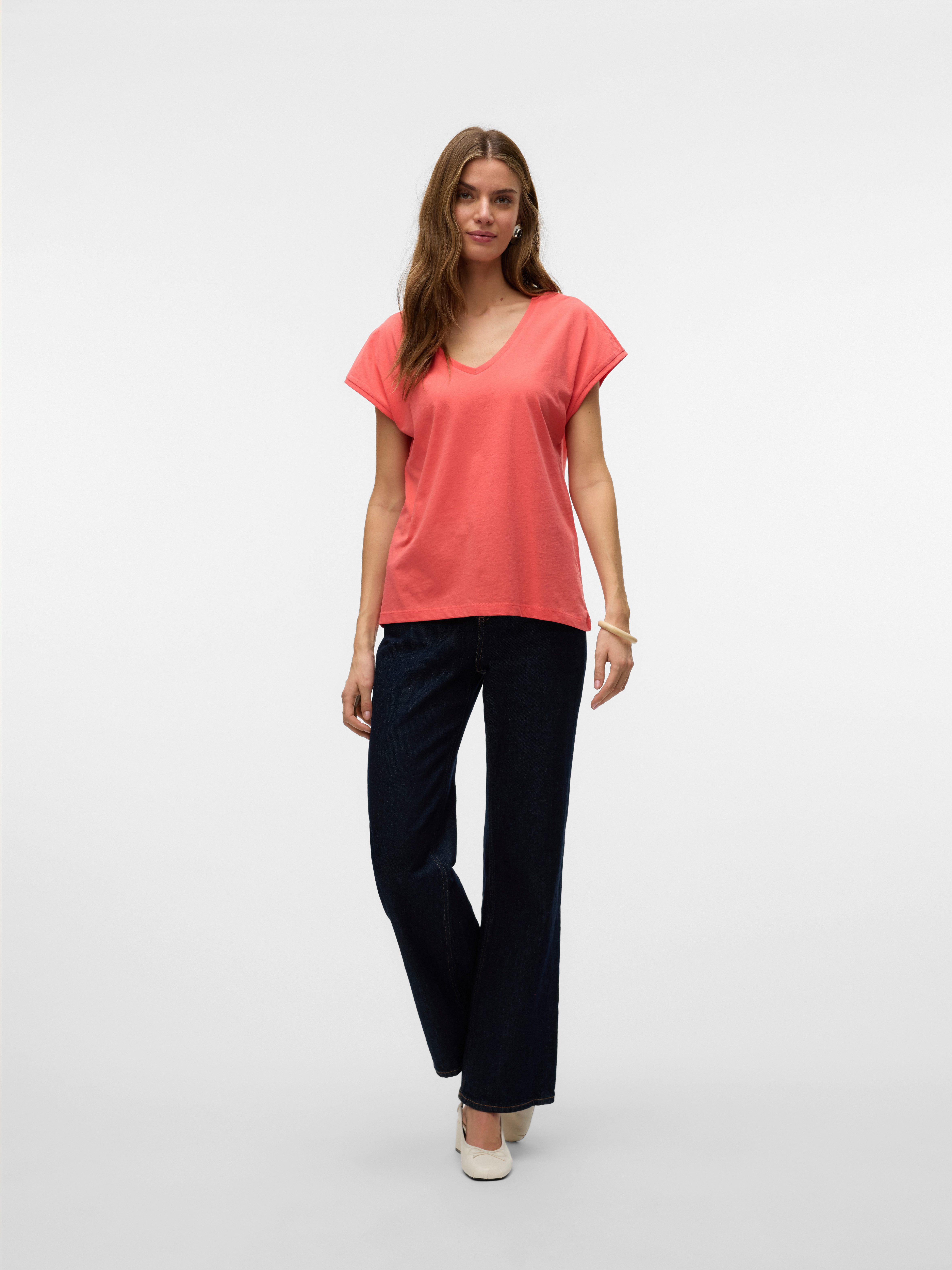 Vero Moda Kurzarmshirt VMLUNA SS V-NECK TEE JRS NOOS
