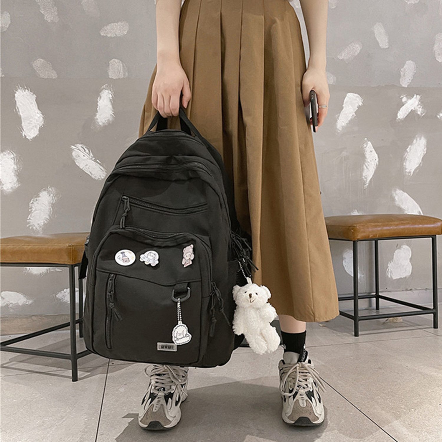 OKWISH Laptoprucksack Schulrucksack Damen Rucksack groß mit Laptopfach (Backpack Tagesrucksack, mit Seitentaschen und ergonomisch gepolstert), für Mädchen Teenager Uni Arbeit Business Reise Freizeit usw.