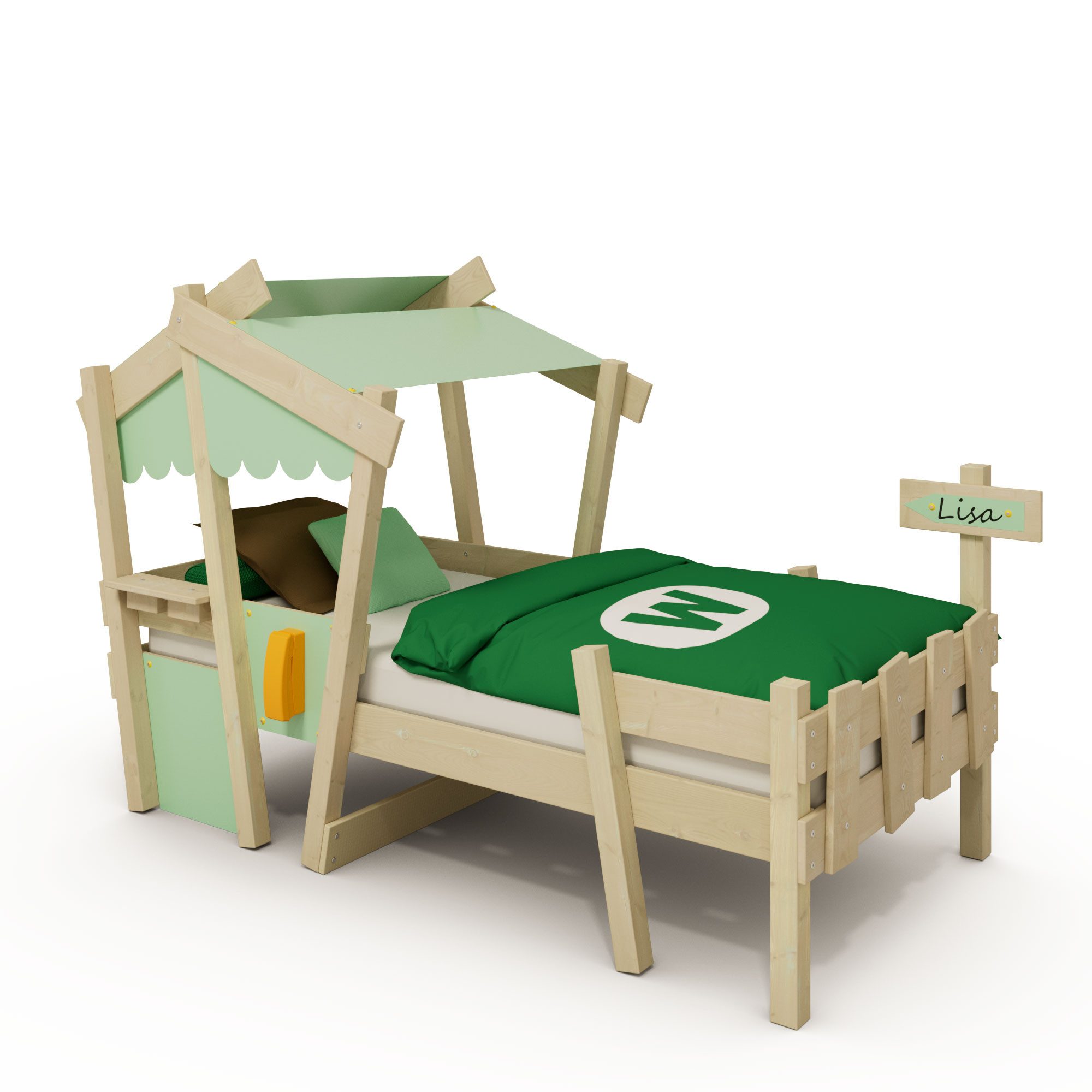 Wickey Kinderbett CrAzY Comfy 90x200 cm – Abenteuerliches Design für Kinderträume (Kreativer Spiel- und Schlafbereich, Einzelbett), Massives, langlebiges Holz