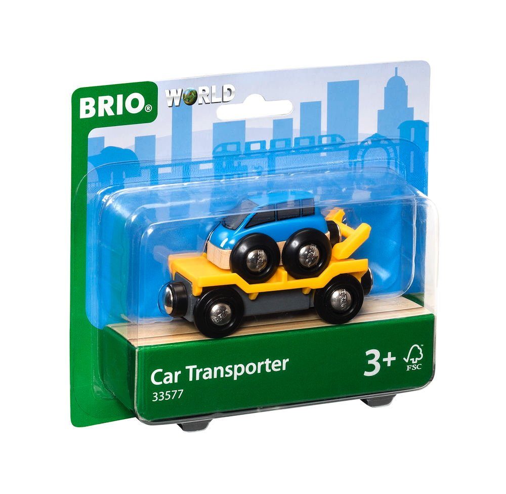 BRIO® Spielzeugeisenbahn-Lokomotive World Eisenbahn Waggon Autotransporter mit Rampe 2 Teile 33577
