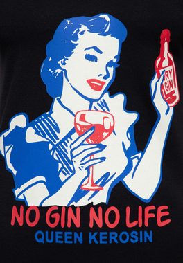 QueenKerosin Print-Shirt No Gin No Life (1-tlg) mit 50s Comic Art
