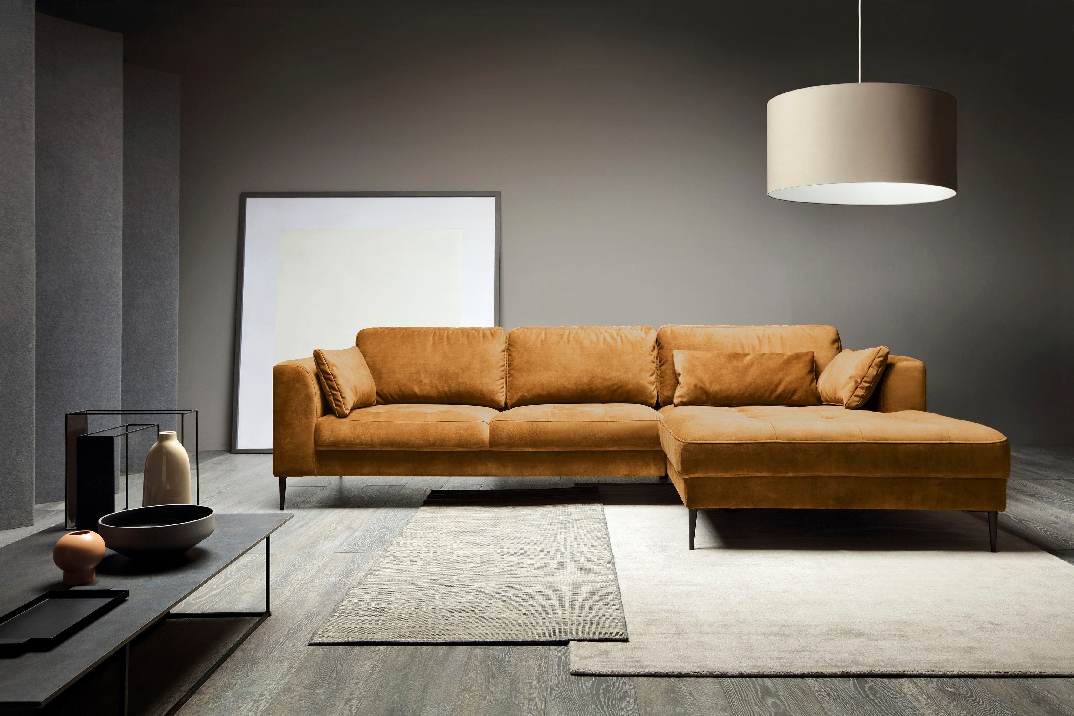 TRENDMANUFAKTUR Ecksofa Luzi, wahlweise mit Schlaffunktion & Bettkasten. OTTOs Choice, L-Form, Designsofa mit tollem Sitzkomfort, Metallfüße schwarz, Breite 280 cm