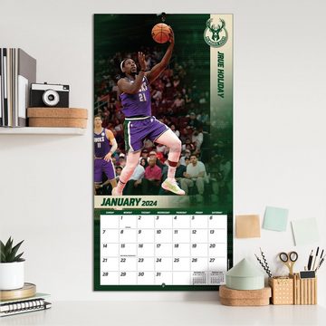 Turner Licensing Wandkalender Milwaukee Bucks - NBA - Wandkalender 2024, 12- Monats- Format, Januar - Dezember 2024