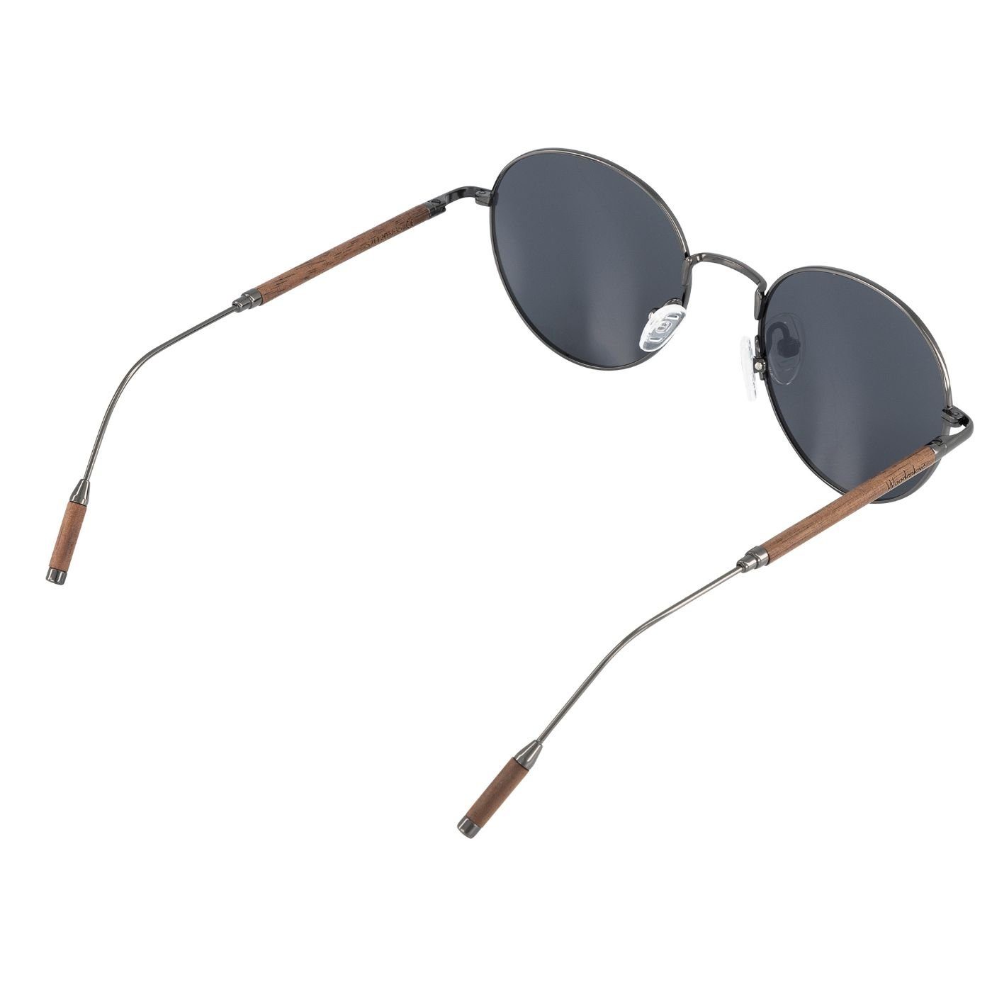 (Set, Holz-Sonnenbrille Holzelementen mit Walnuss Etui) Brillenputztuch Titan Premium Woodenlove Sonnenbrille Titanbügel und mit faltbarem