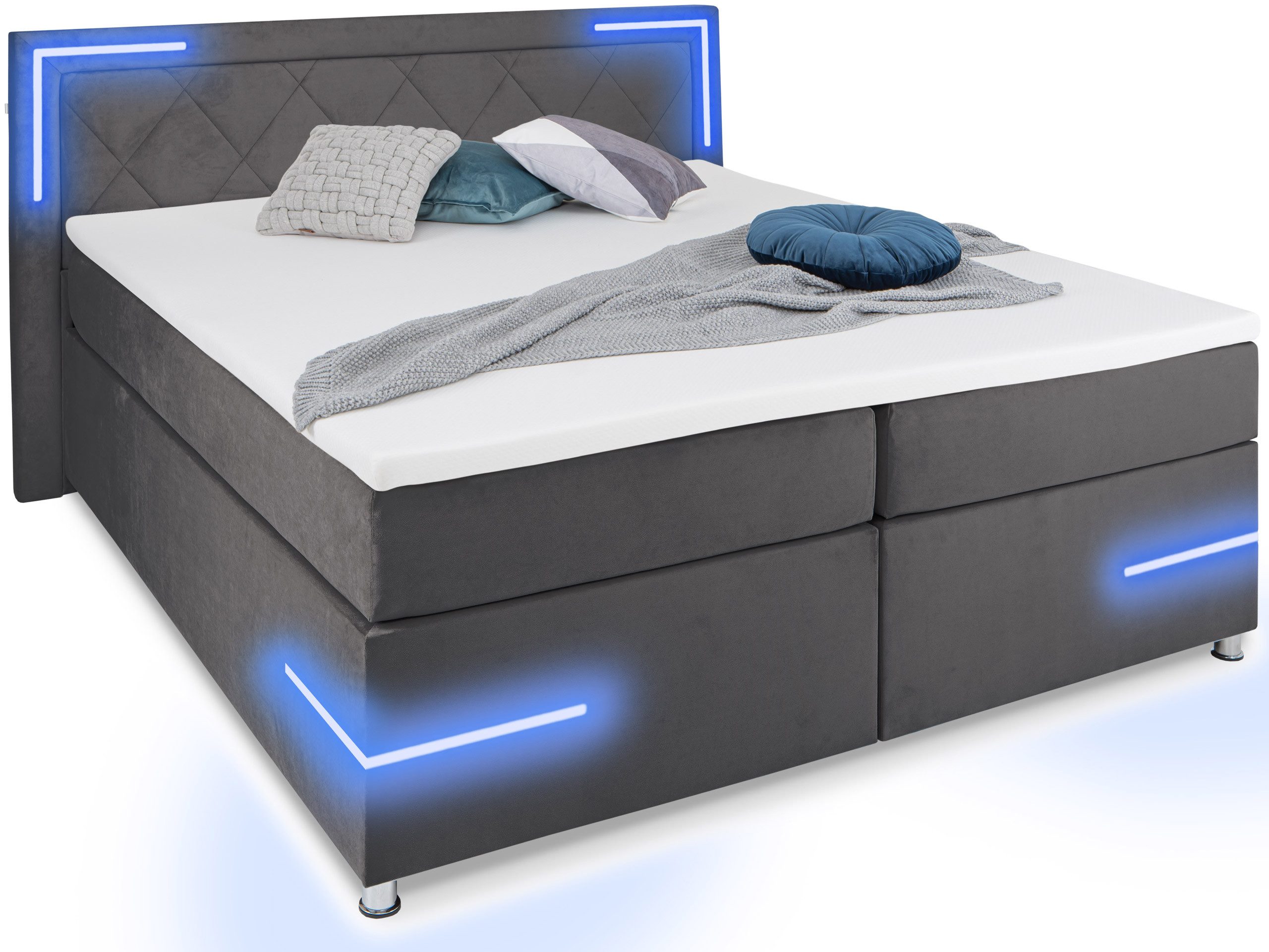 wonello Boxspringbett Arizona, mit LED Beleuchtung günstig online kaufen