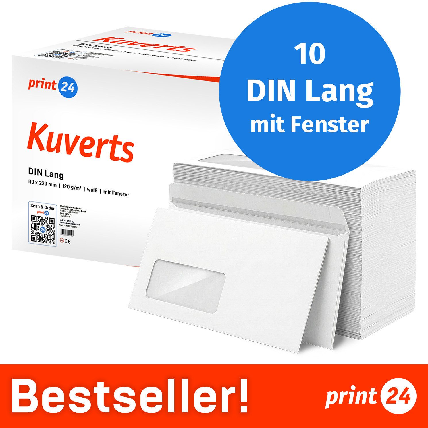 print24 Briefumschlag, Mit Fenster