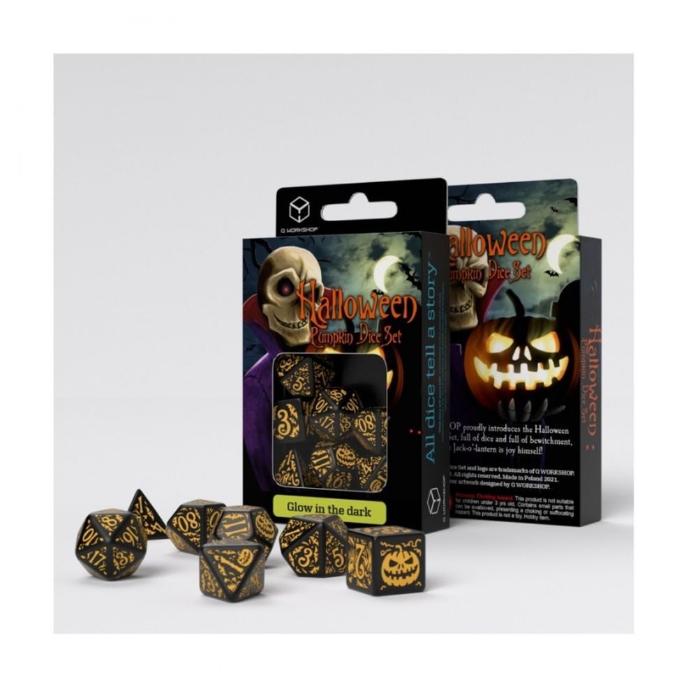 Q-Workshop Spiel, Halloween Pumpkin - Jack O Lantern Dice Set (7) - englisch