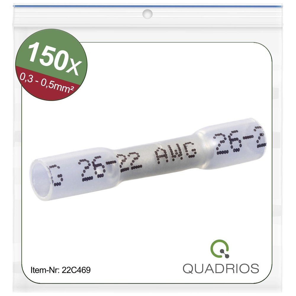Quadrios Stoßverbinder Quadrios 22C469 Stoßverbinder mit Schrumpfschlauch 0.3 mm² 0.5 mm² Vol, 22C469