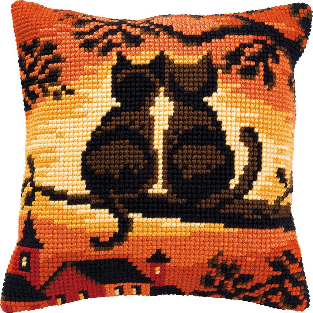 Vervaco Kreativset Vervaco PN-0008662 Kreuzstichkissen Motiv Katzen, (Set, Vervaco embroidery Kit), Made in Europe