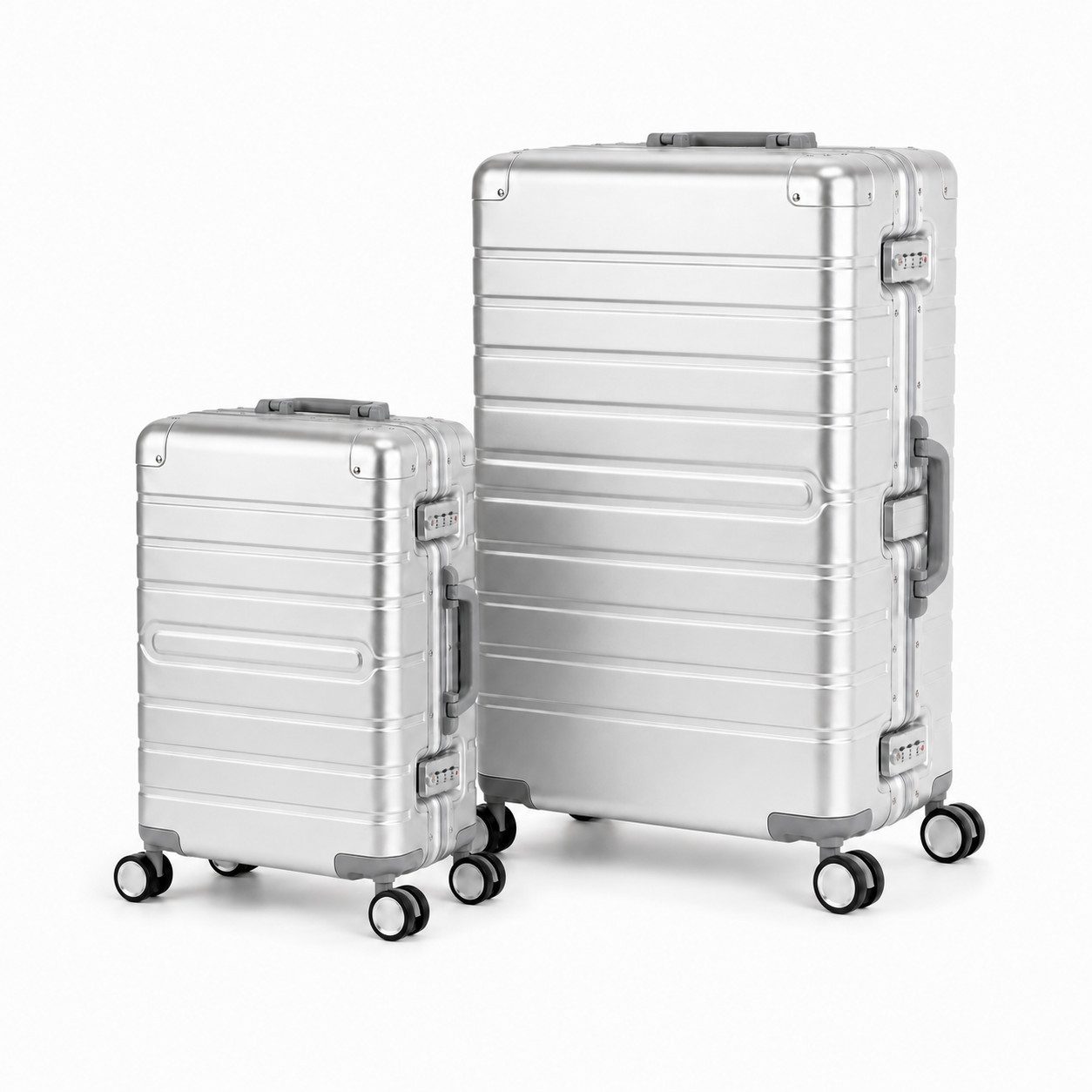 Travelhouse Kofferset 100% Aluminium OSLO - verschiedene Farben, 4 Rollen, (2 tlg., S+L), mit stabiler Aluminium-Hartschale und verstärkten Ecken
