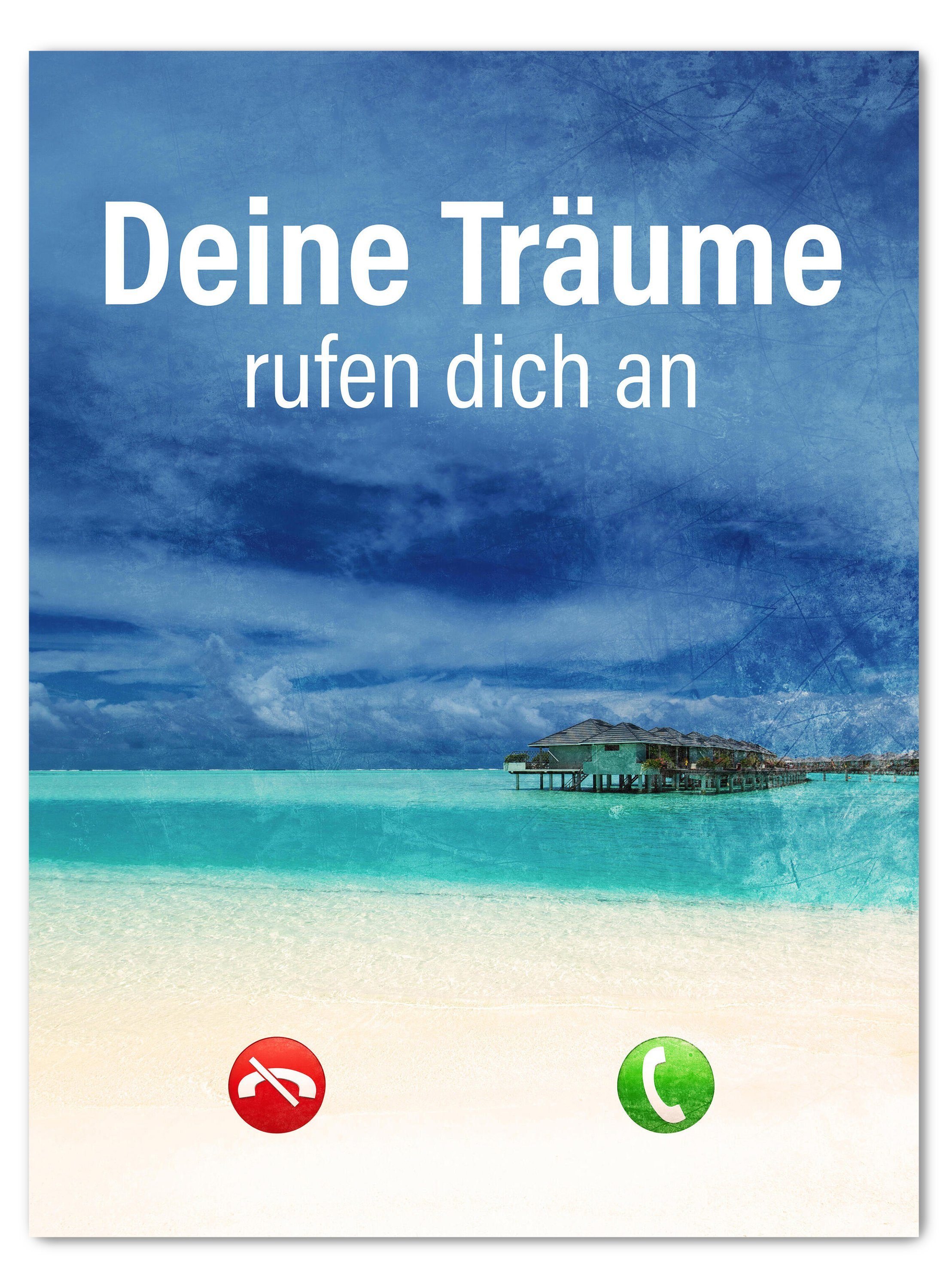 wandmotiv24 Leinwandbild Motivation, Hochformat, Träume Anruf, Sprüche