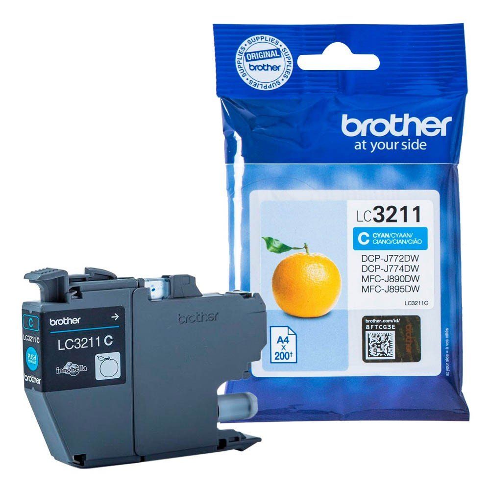 Brother 1 Tintenpatrone LC-3211 ca. 200 Seiten - cyan Tintenpatrone (1 Farbe (LC-3211C), 1-tlg)