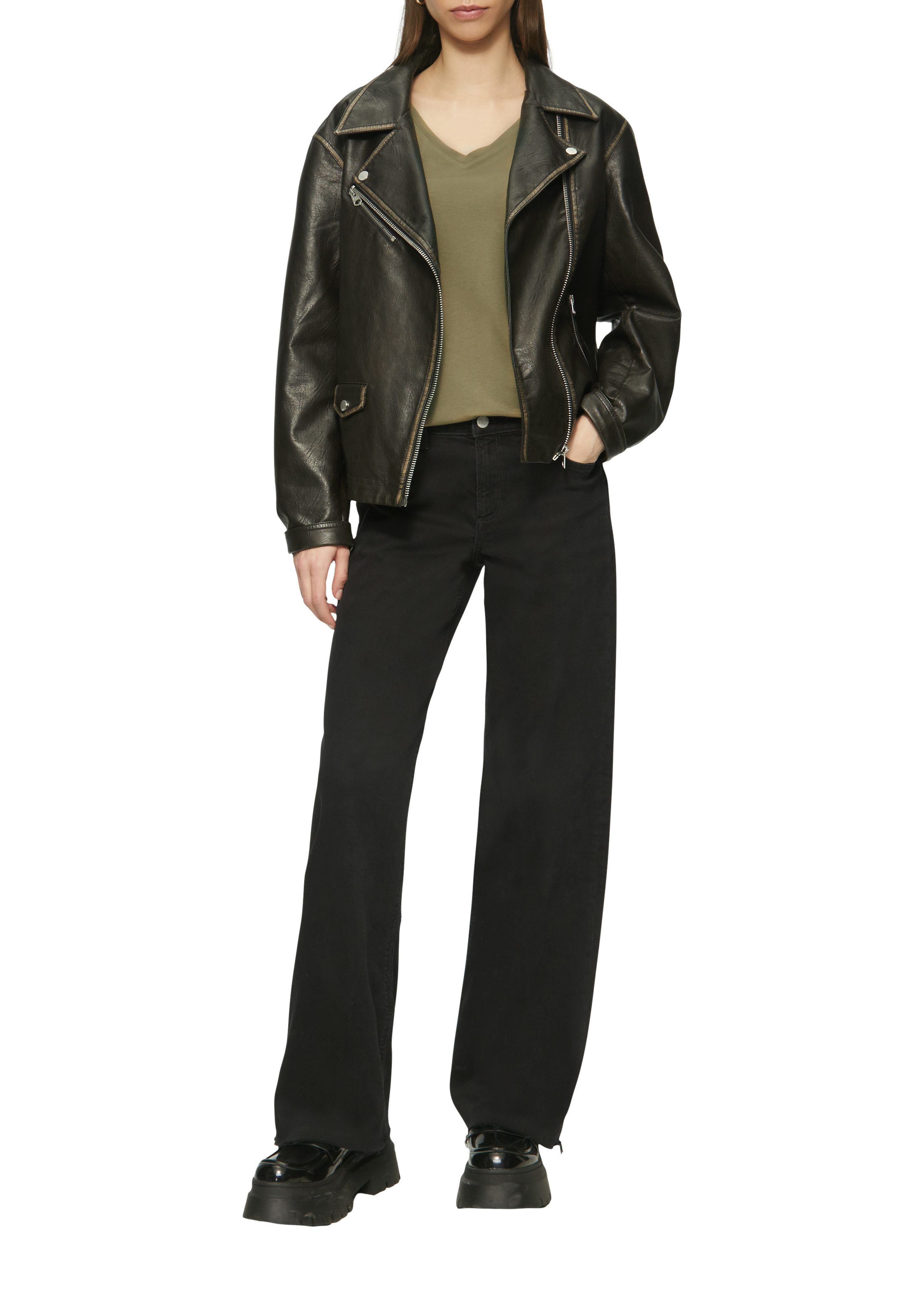 QS T-Shirt mit V-Ausschnitt günstig online kaufen