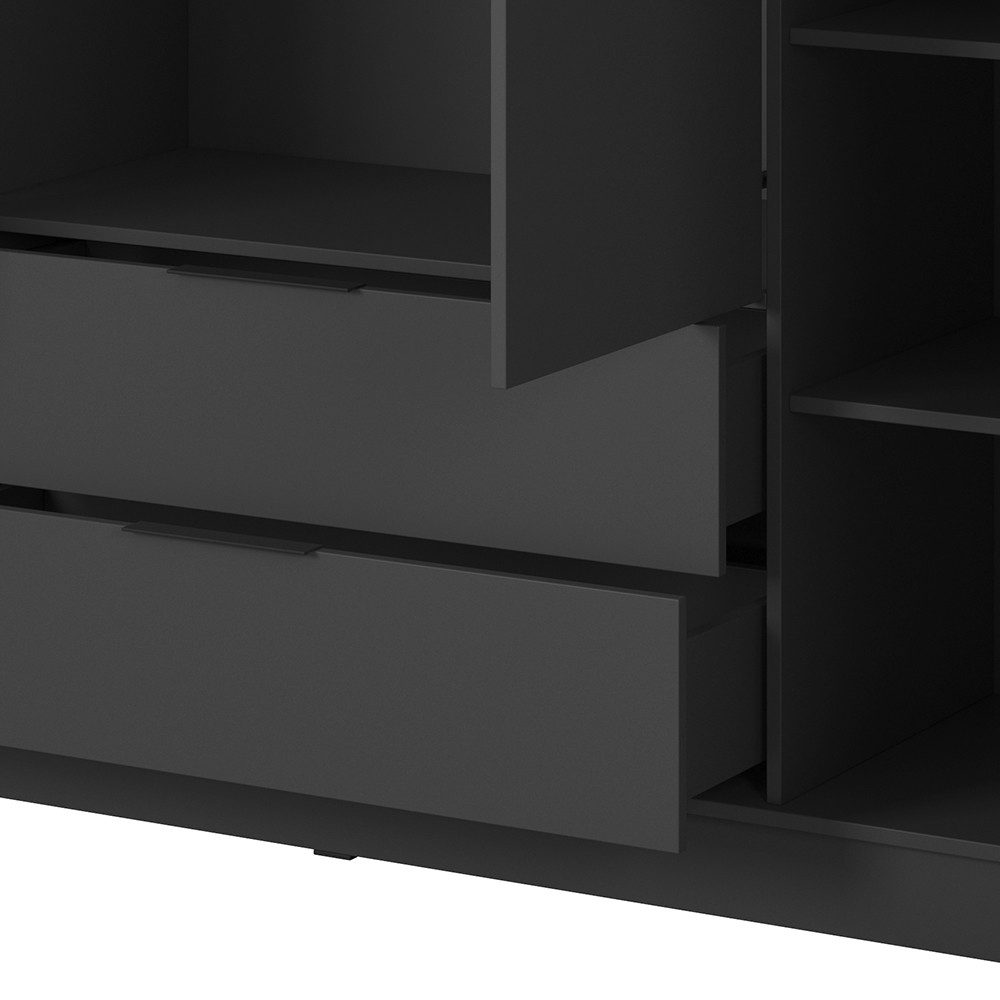 Lomadox Kleiderschrank KNOCK-160 in graphit, 4 Türen, 2 Schubkästen, 206 cm günstig online kaufen