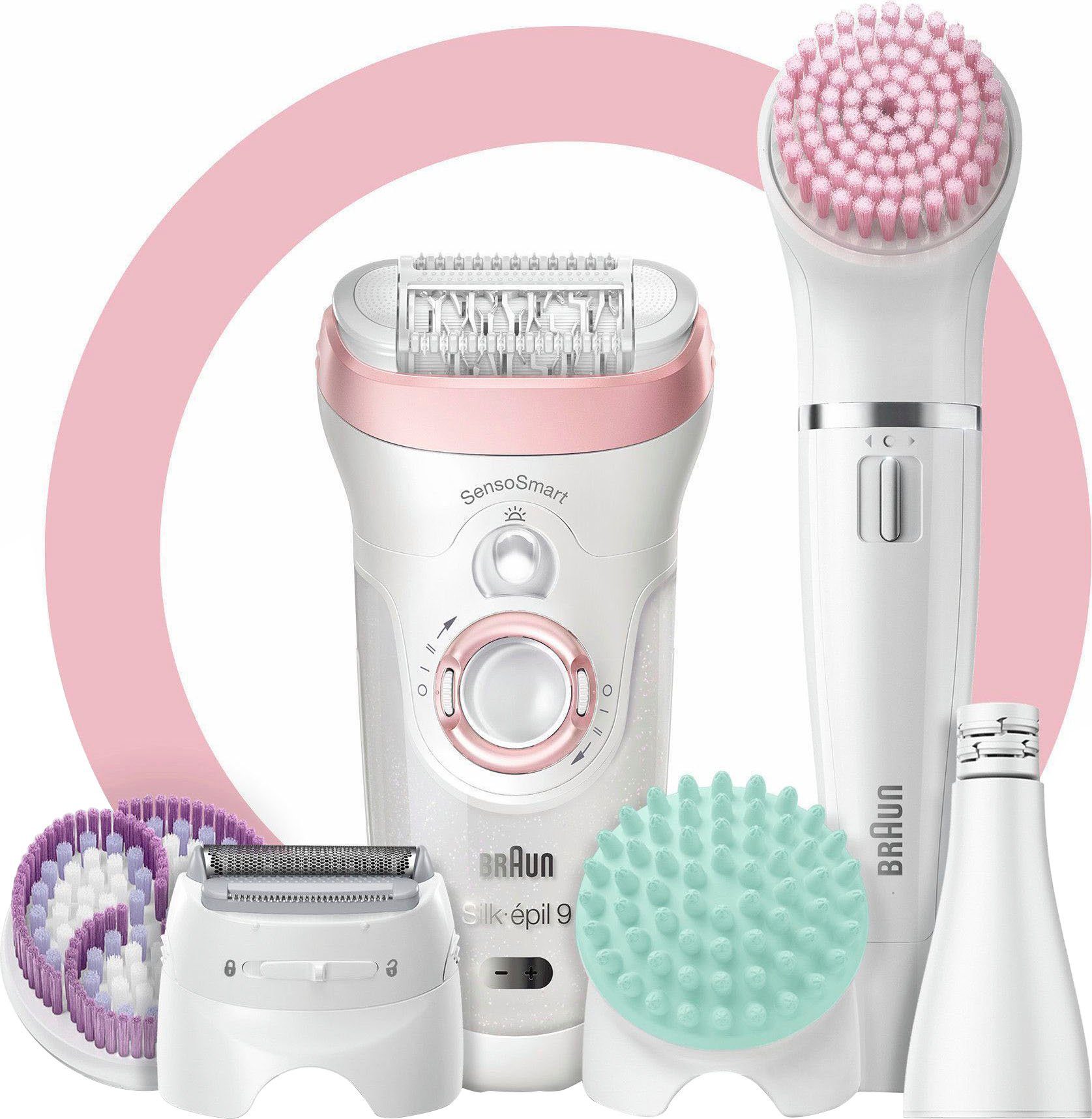 Braun Epilierer Silk-épil 9 Beauty 9-985, & Set, Dry-Epilation Wet kabellose Micro-Grip-Pinzetten-Technologie