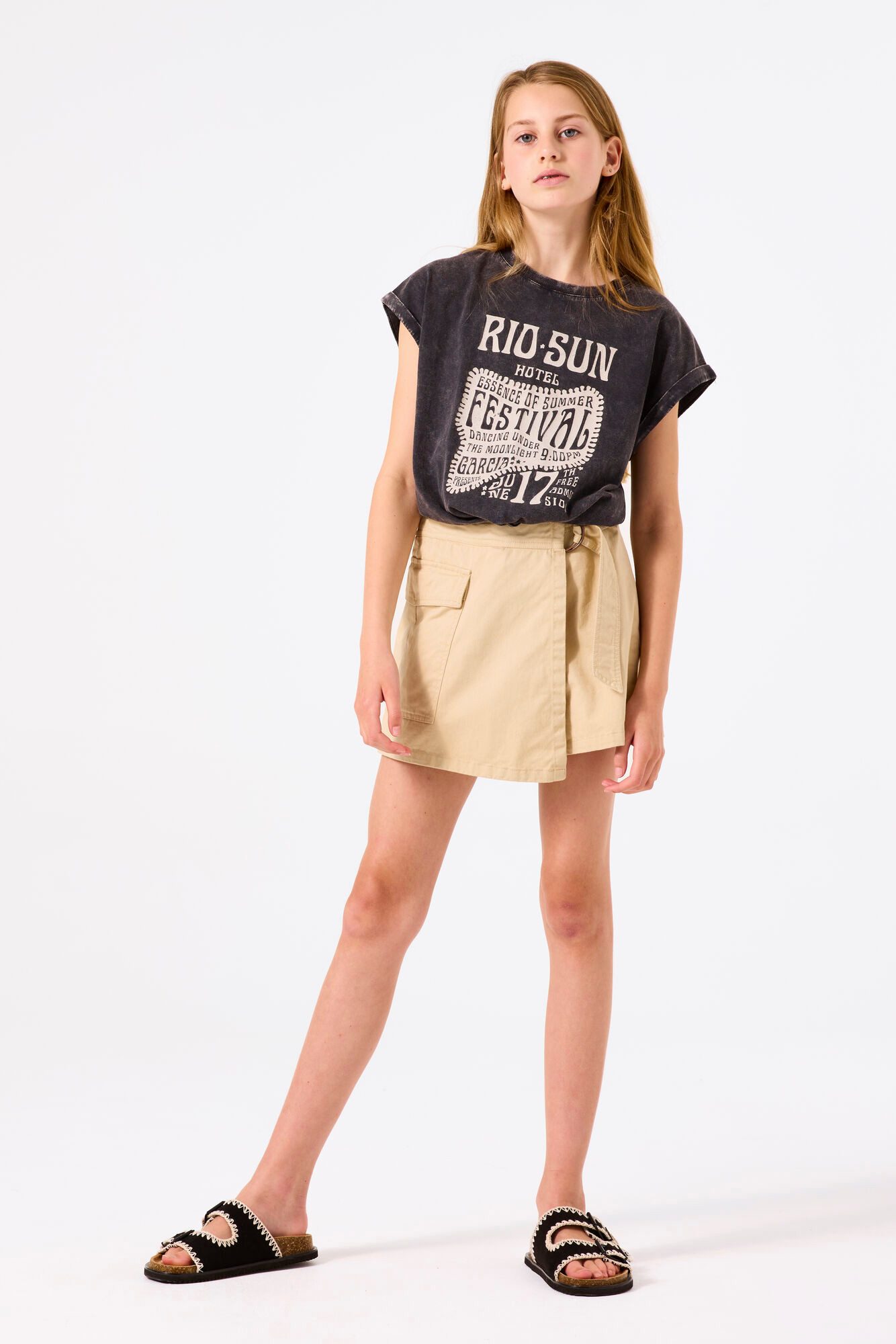 Garcia T-Shirt mit Print und Zierknoten