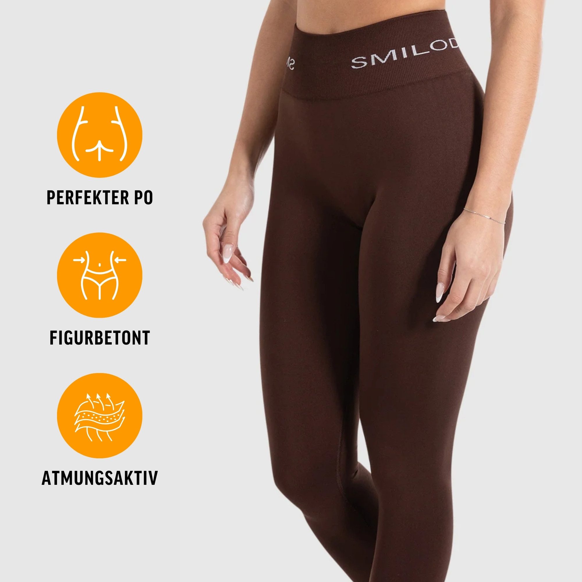 Smilodox Leggings Azura, Push Up Booy Fitnessleggings mit Schriftzug Sport & Alltag Scrunch Butt Squat-Sicher High Waist Seamless Yoga Gymhose Blickdicht