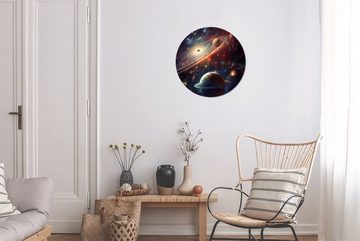 MuchoWow Wandsticker Weltraum - Planeten - Neon - Sterne (1 St), Tapetenkreis für Kinderzimmer, Tapetenaufkleber, Rund, Wohnzimmer