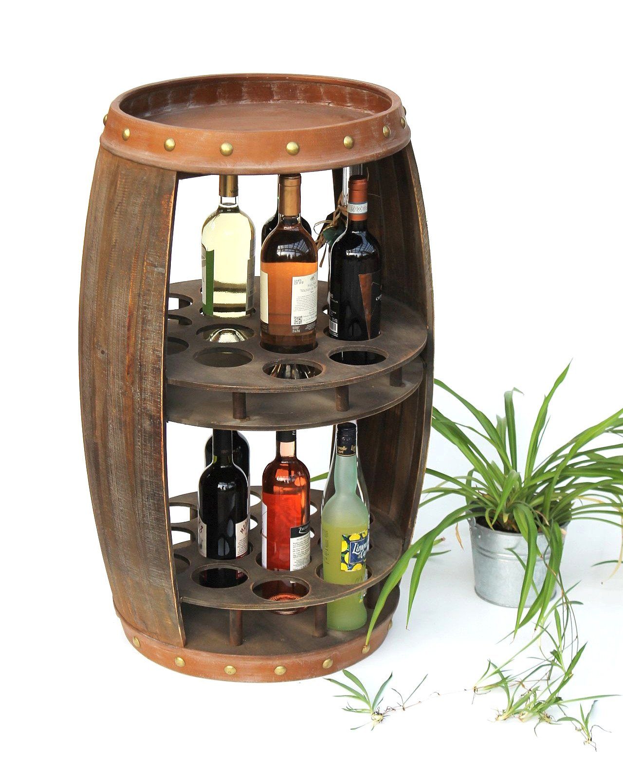 DanDiBo Weinregal Holz Stehend Weinfass 6 Flaschen Natur Flaschenregal  Flaschenhalter Fass - DanDiBo-Ambiente